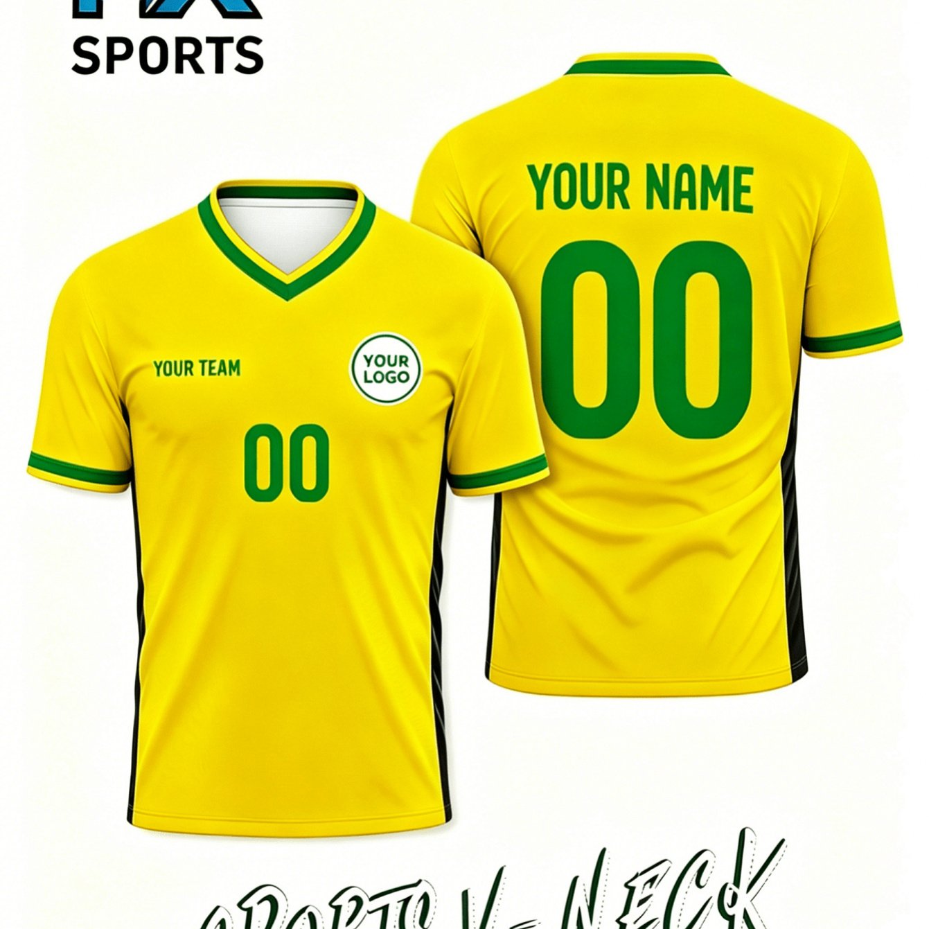 TEMU Men's Custom V-neck Short-sleeve Soccer Jersey - Quick-drying, Breathable, Fade-resistant, Suitable For Training, Matches, Team Uniforms, And