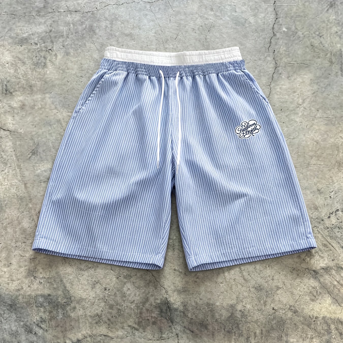 Men's Summer Striped Shorts With Double Waist And Printed Summer Shorts