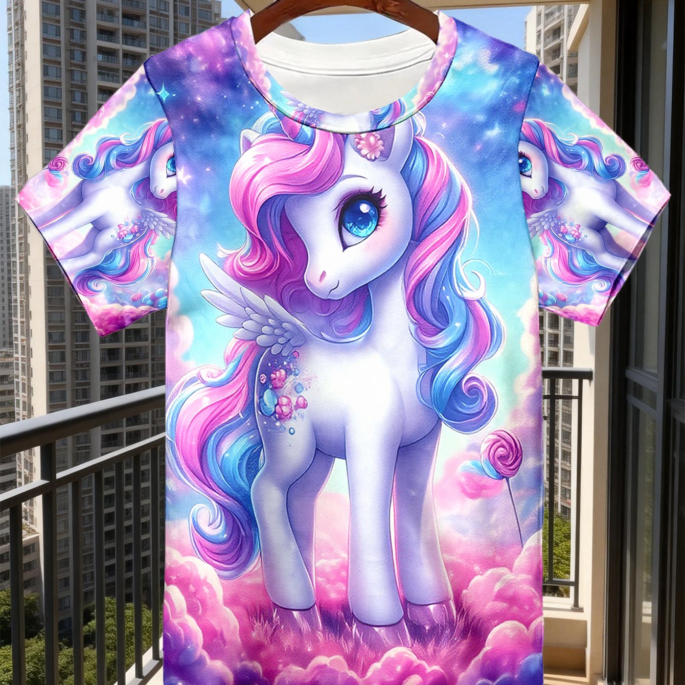 TEMU 1pc Men's Casual T-shirt Featuring A Unicorn Print - Round Neck, Short Sleeves, Stylish Everyday Wear Suitable As A Gift - Summer Top