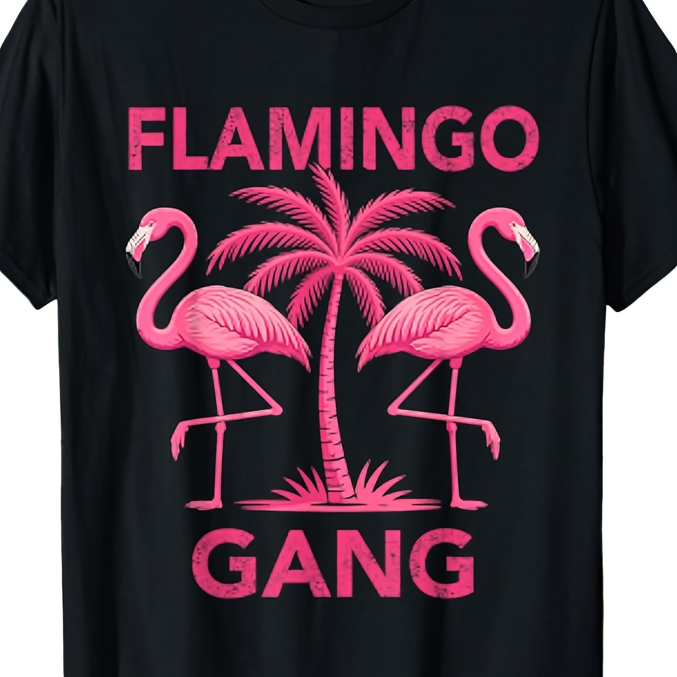 Image of Flamingo Costume T-shirt - Carnival Outfit With Flamingo & Geometric, Machine Washable Round Neck Tee For Themed Events, Wear & Casual Dress