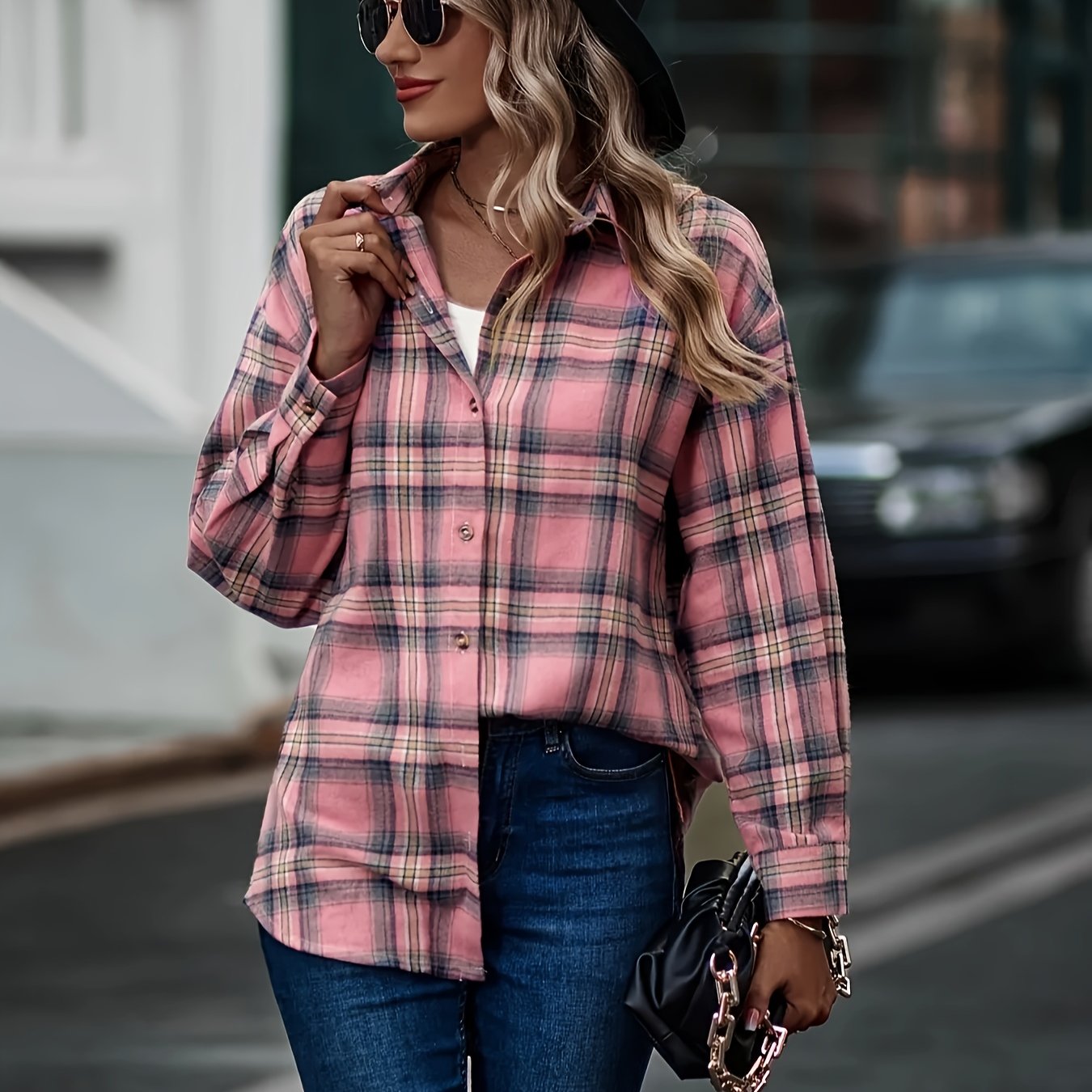 Plus Size - Plus Size - Women's Jacket Oversized Long Sleeve Lapel Button Autumn Oufit Shirt