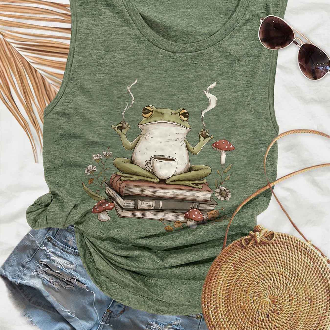 TEMU Casual Tank Top With Frog Print