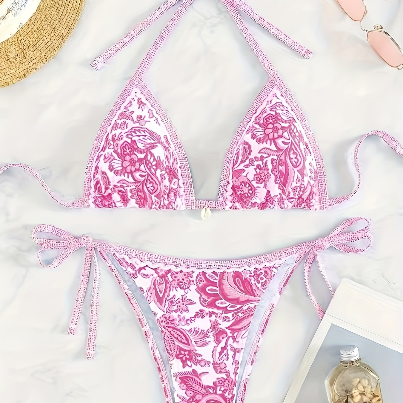 Simple Lace-up Halter Neck Sexy Fashion Two-piece Swimsuit