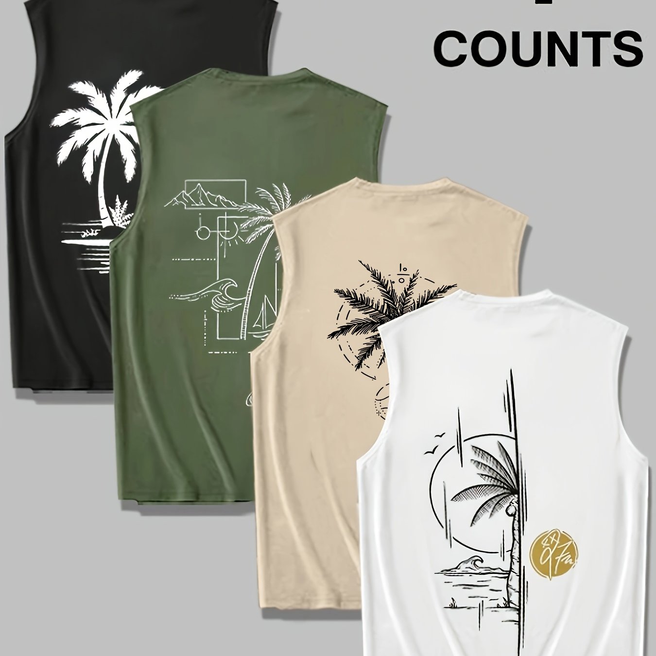TEMU Men's Casual Sport Tank Top 4pcs Set