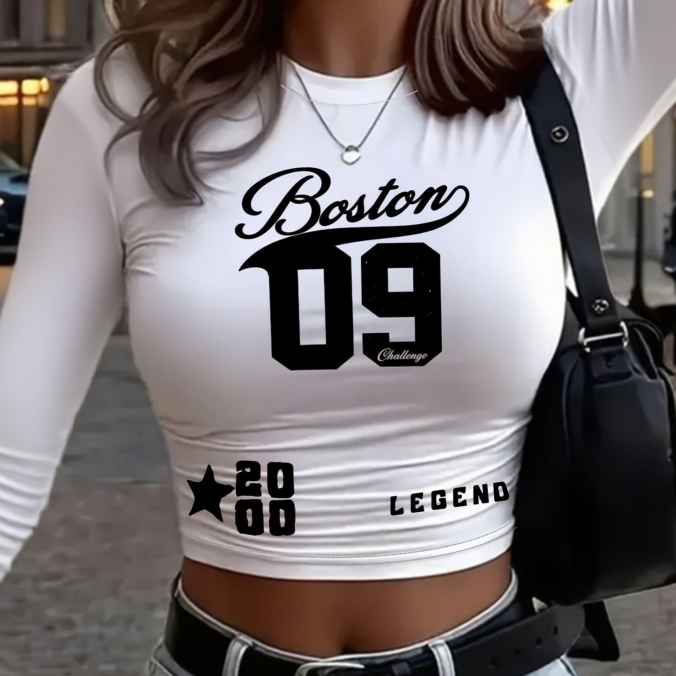 TEMU Y2k Cool Slim-fit Long-sleeve T-shirt With Minimalist Letter Print, Classic And Versatile Style, Simple And Fashionable, For Daily Casual