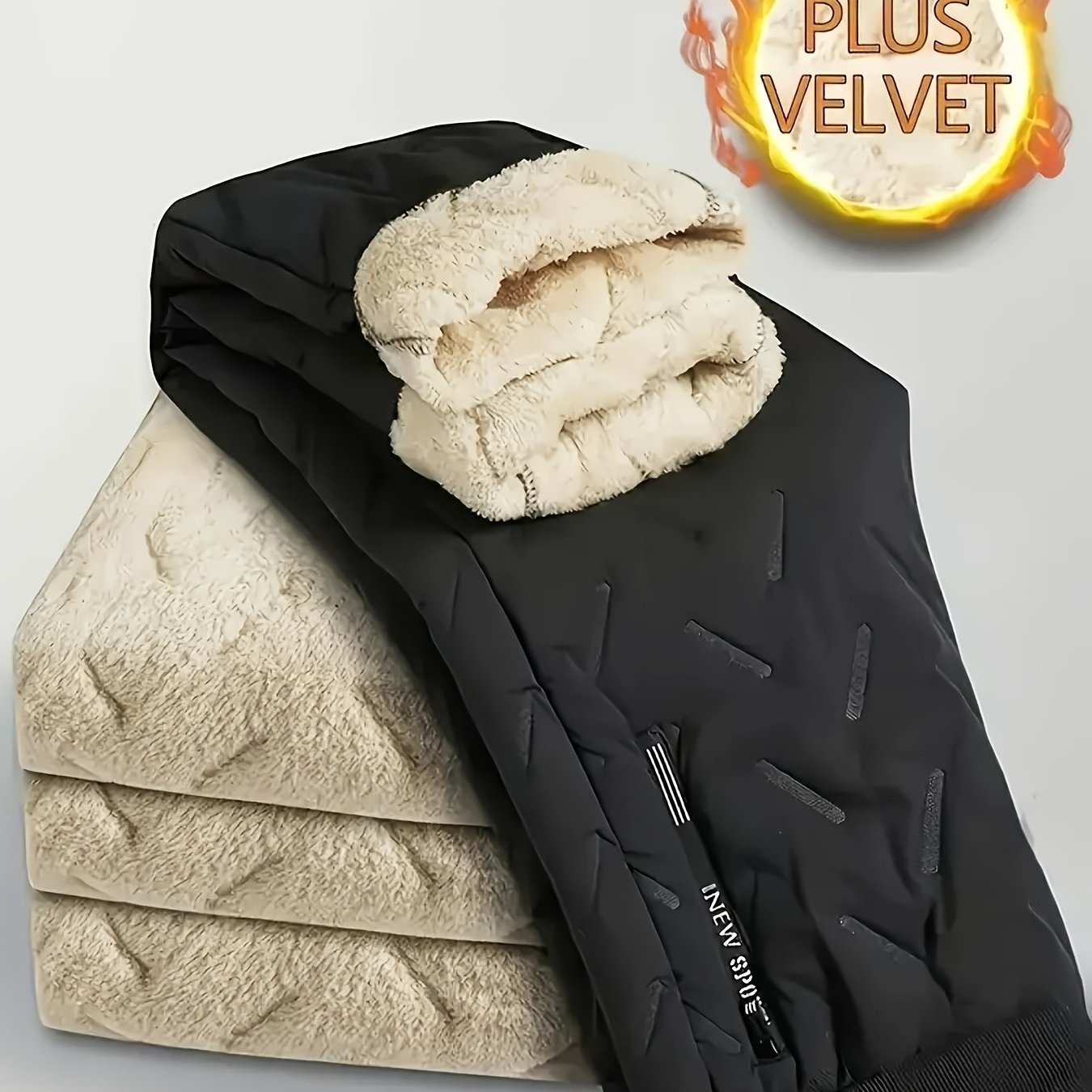 TEMU Pantalones jogger de invierno para hombre, forrados, cálidos, casuales, de pierna con cordón para exteriores, esenciales de otoño/invierno
