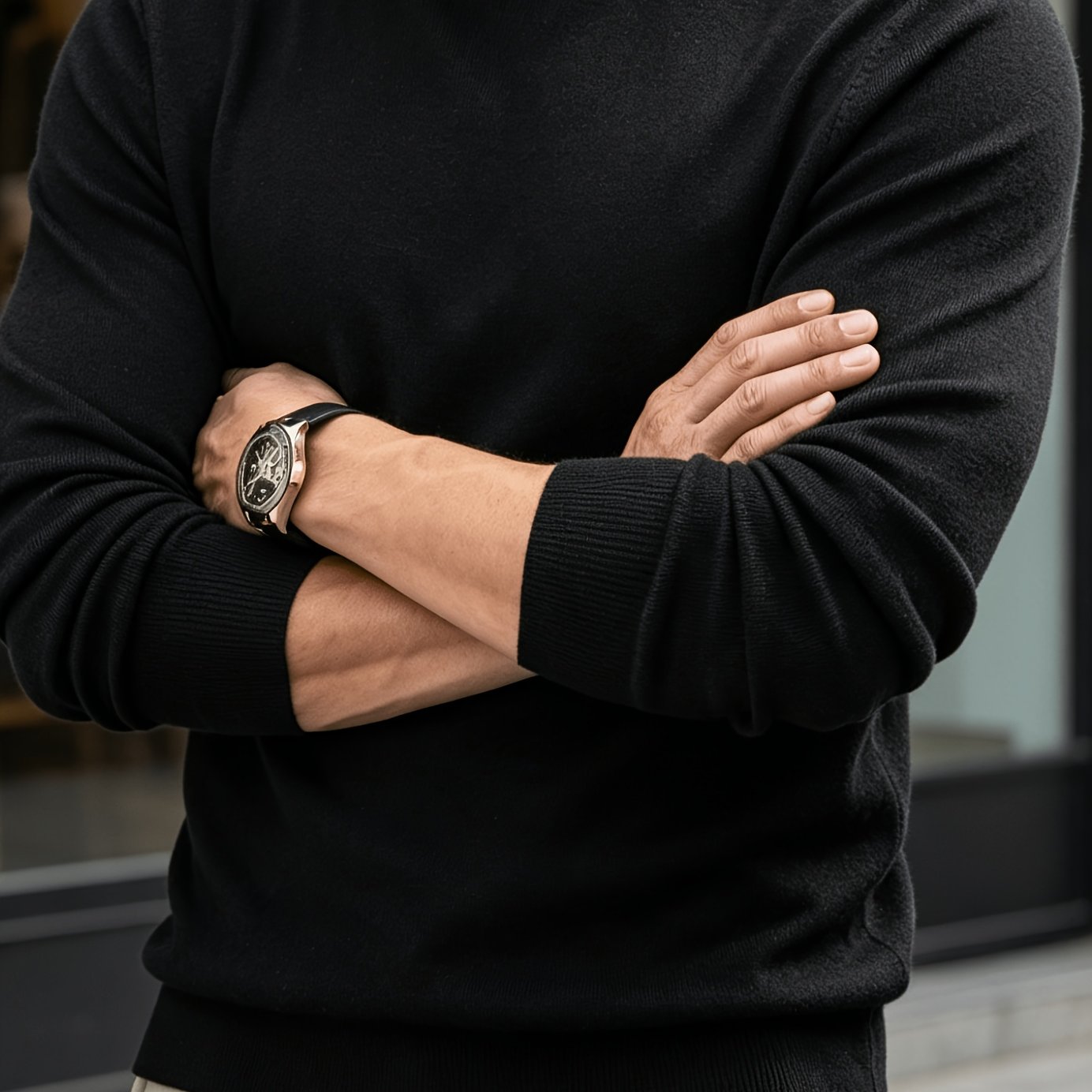 TEMU Autumn And Winter New High-end Slim Fit Half-high Collar Knit Long-sleeve Top Suitable For Mature Men For Commuting, Business / Weekend Casual /