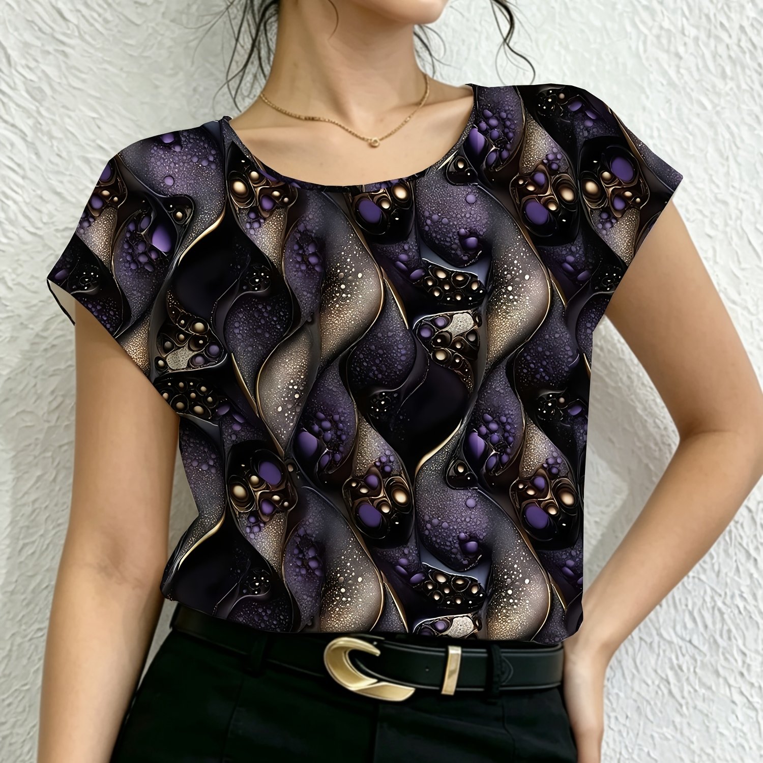 TEMU 2d Women's Fashionable, Elegant, And Printed Top Shirt