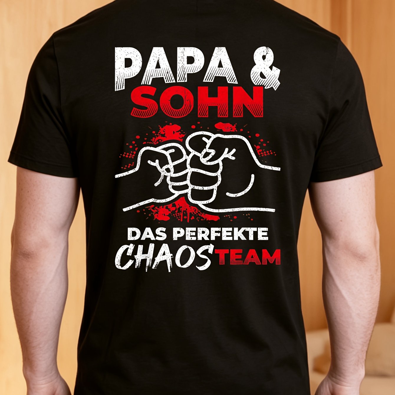 Papa And Son Team With Bump For Casual Wear Summer Men's T-shirt Back Gift For