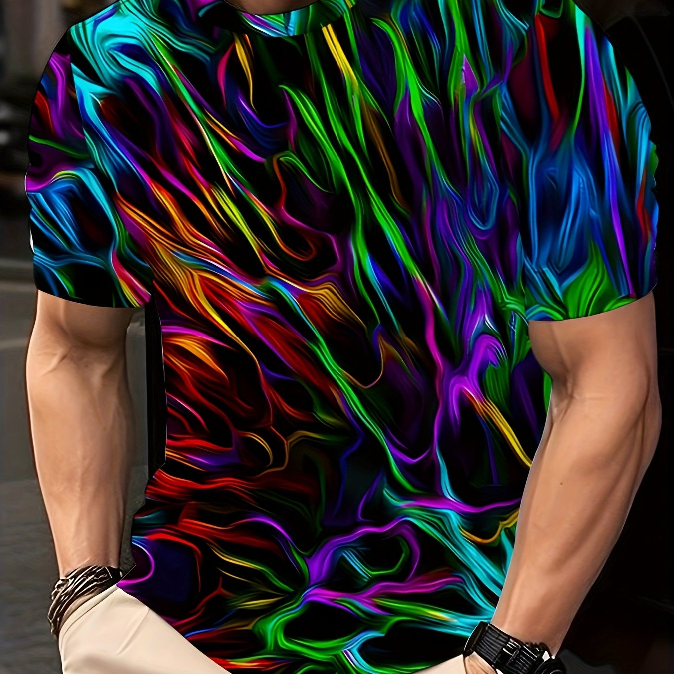 TEMU R23 's 3d Fluorescent Stylish Short Sleeve Fashion Trend Casual Sports T-shirt