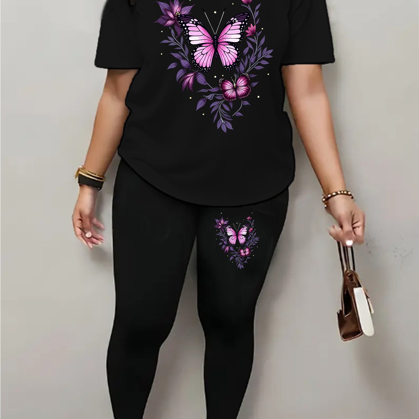 TEMU Spring, Summer, Autumn And Winter Period Fashion Women's New Printing Short Sleeves Pants Suit, Casual Wear, Seasonal Outfit, Design, Stylish