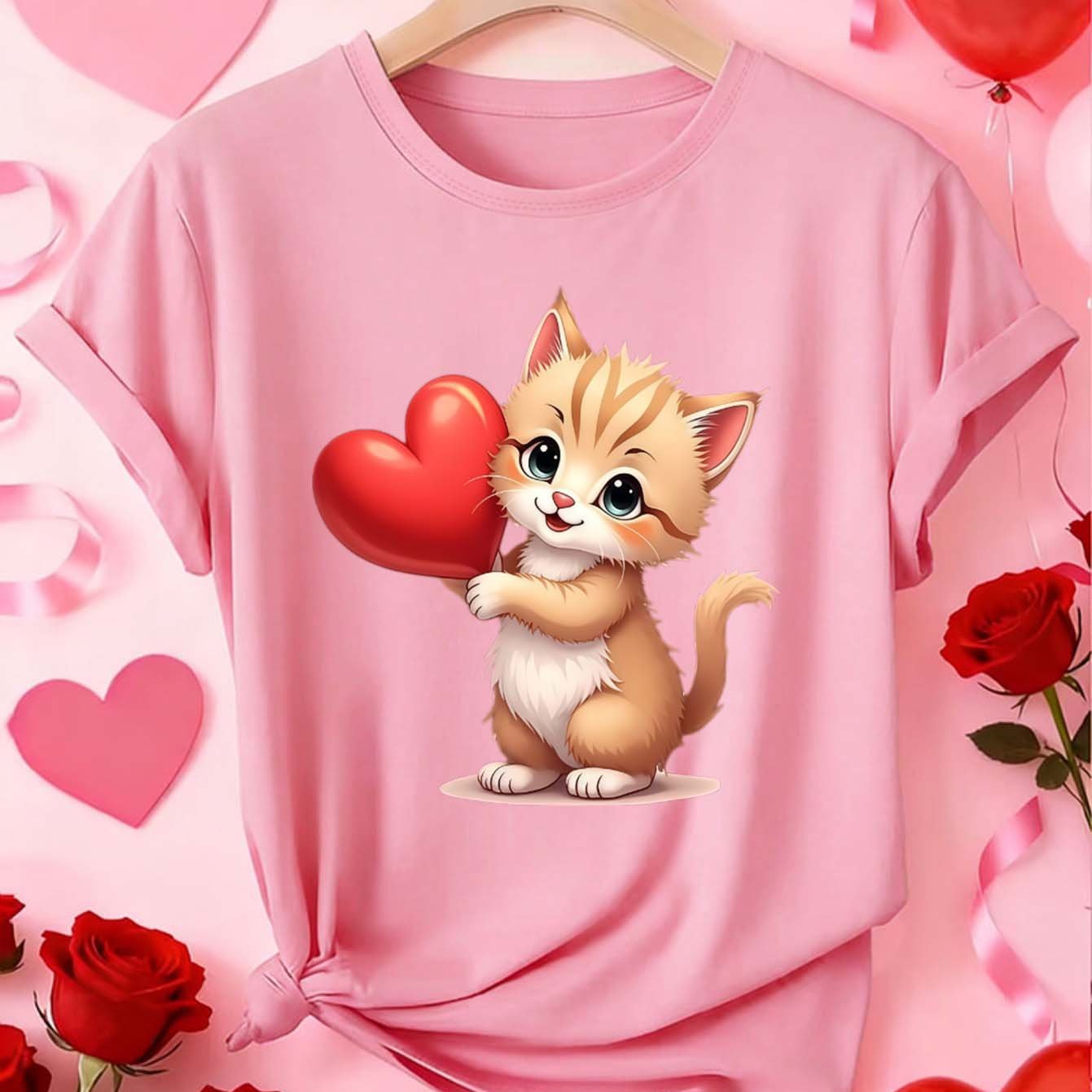 TEMU Plus Size - Plus Size - 0-8xl Plus Size Casual Fashion Printed T-shirt Women's Clothing, Trendy Base Layer Daily Outing Casual Wear Short Sleeve