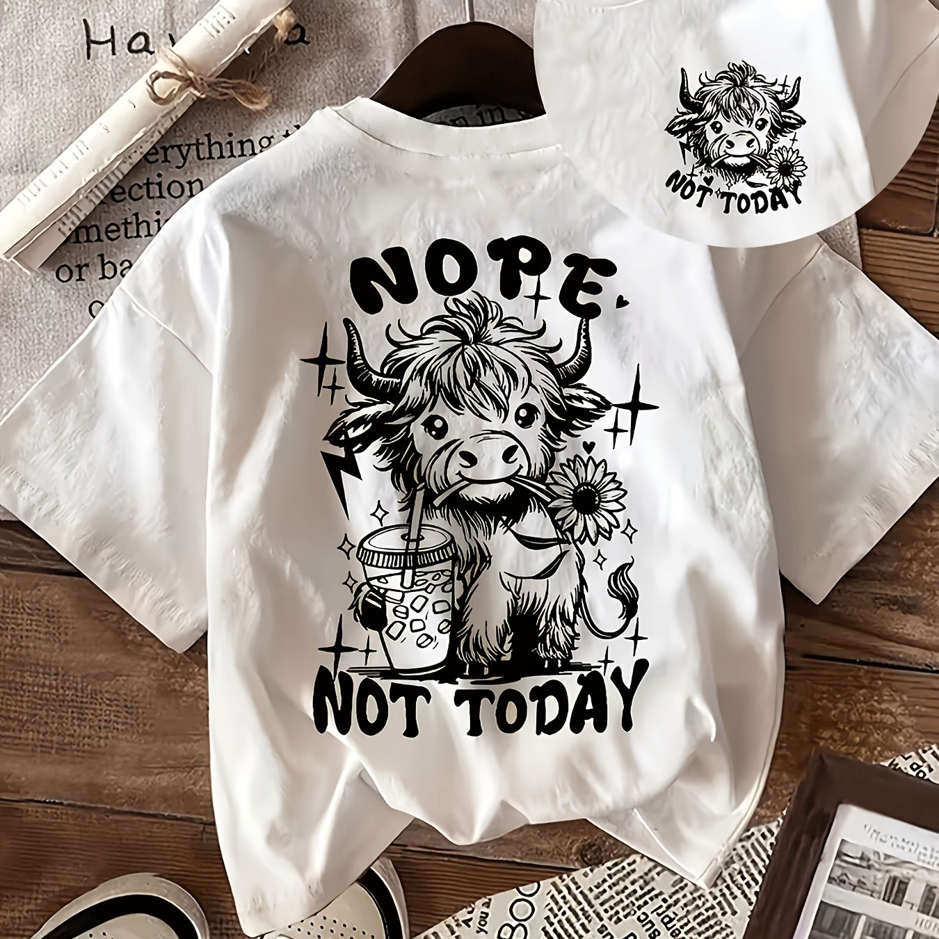 TEMU Double Sided Pattern Summer Printed Women's T-shirt - 