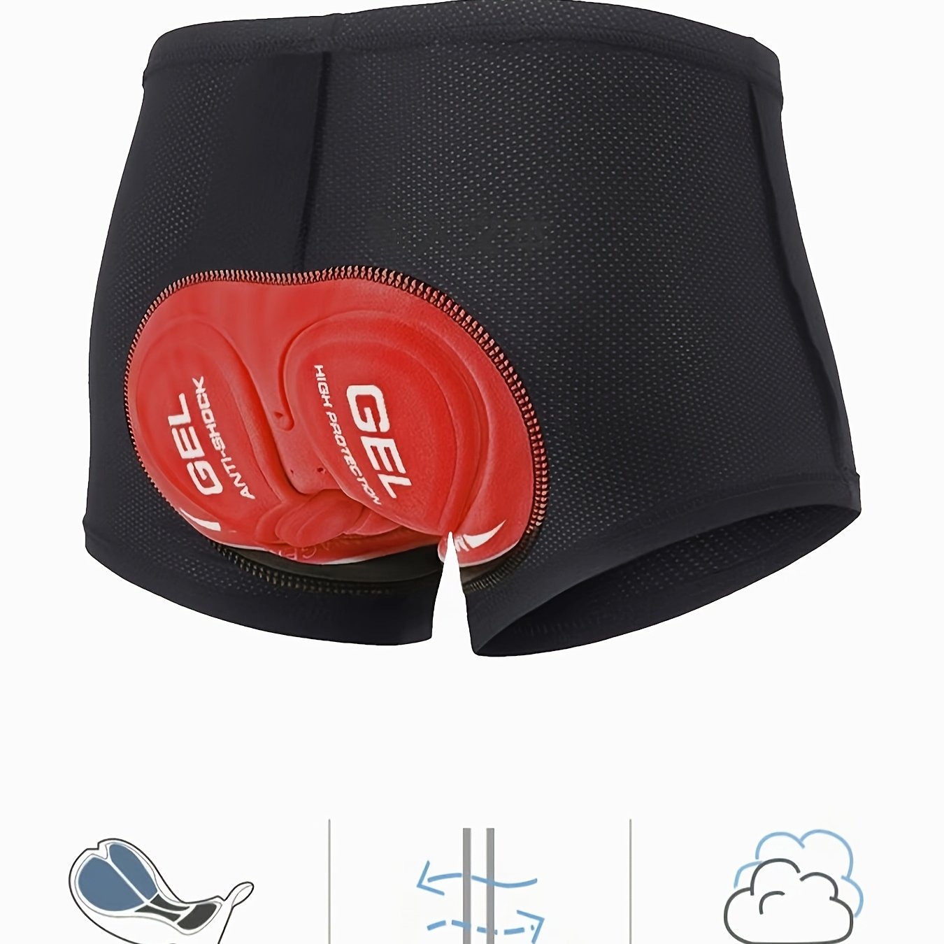 TEMU Men's Summer Cycling Shorts With Thickened Silicone Padding - High Elasticity, Breathable, Quick-drying, With Mesh Details, Ideal For Road