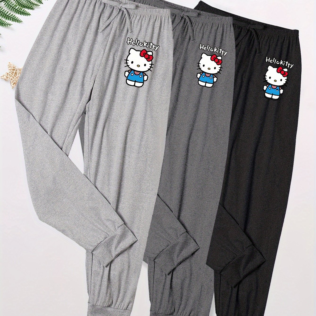 TEMU 3pcs Hello Kitty Women's Printed Pajama Pants, Comfortable And Loose