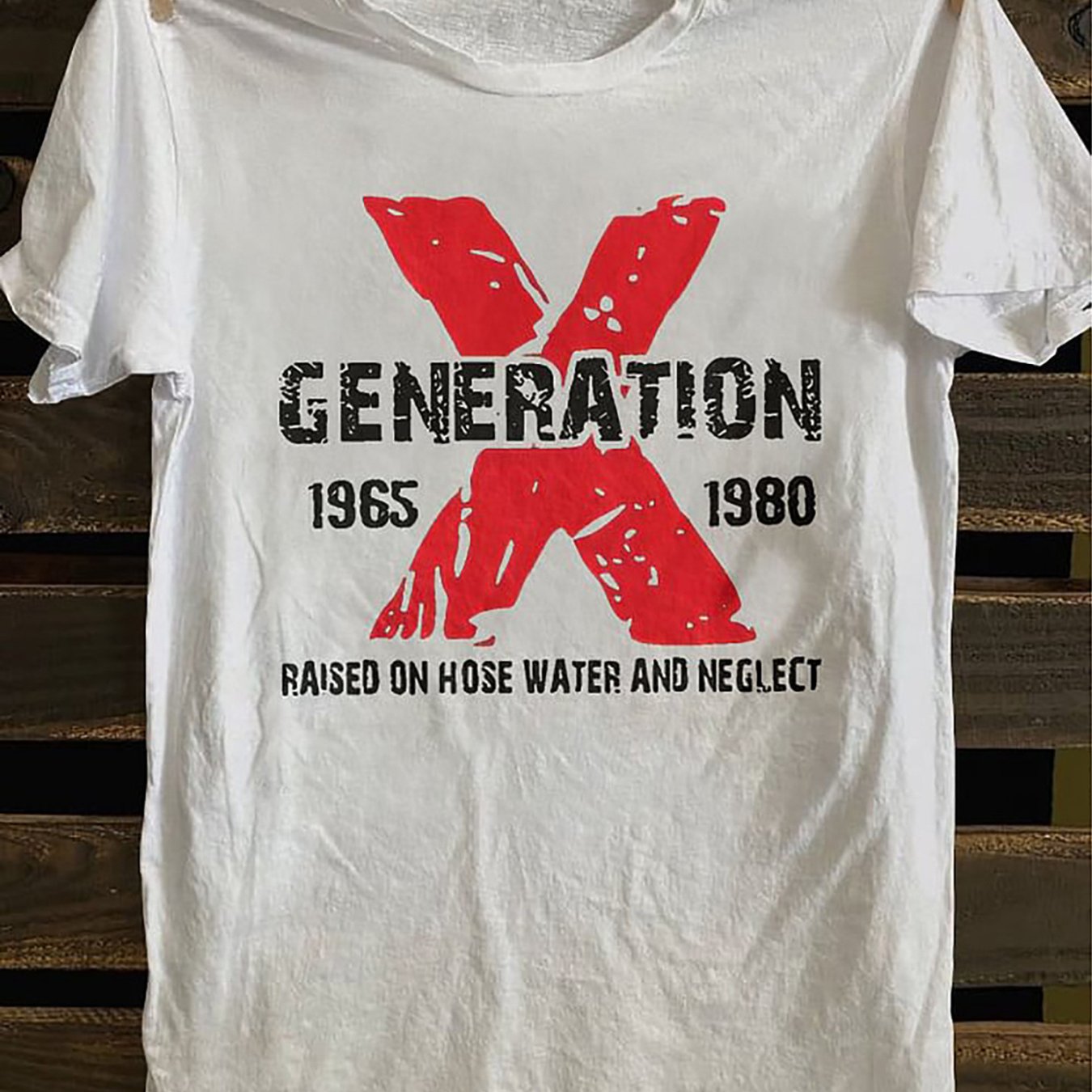 TEMU Front "1965-1980 Generation" Pattern Printed Round Neck Short Sleeve T-shirt Top Comfortable Breathable Fabric Casual Sports Style Men's Cotton