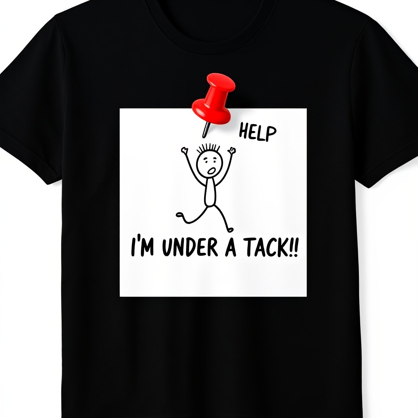 TEMU Men's Fun Print T-shirt, "help, I Over A Nail" Graphic Design, Soft Crew Neck , Medium Stretch Knit Fabric, Regular , Suitable For Casual And