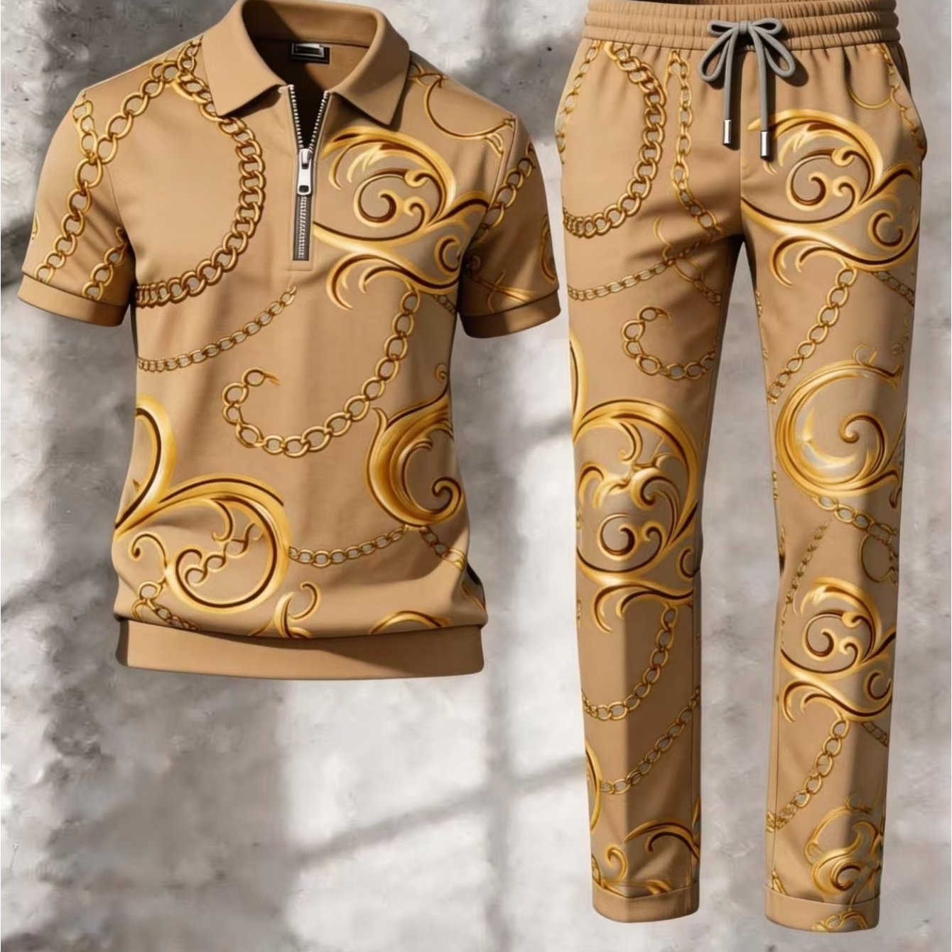 TEMU 2pcs Sports Men's Casual Suit: And Summer Collection, Men's Universal Short-sleeved Casual Sports Style Shirt And Pants. Suitable For Golf,