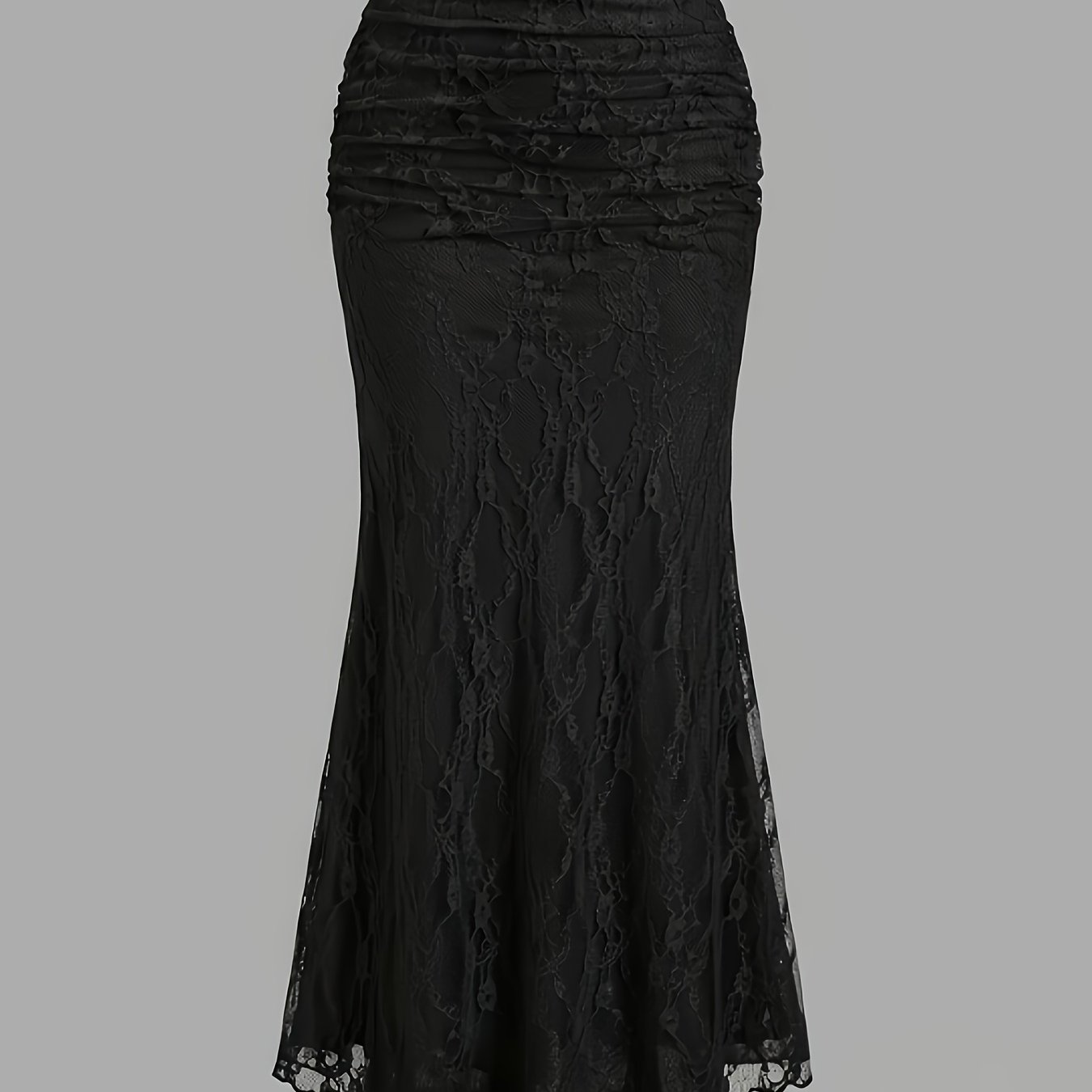 TEMU New Women's Lace Mesh Fishtail Skirt, Temperament Elegant Half-length Skirt