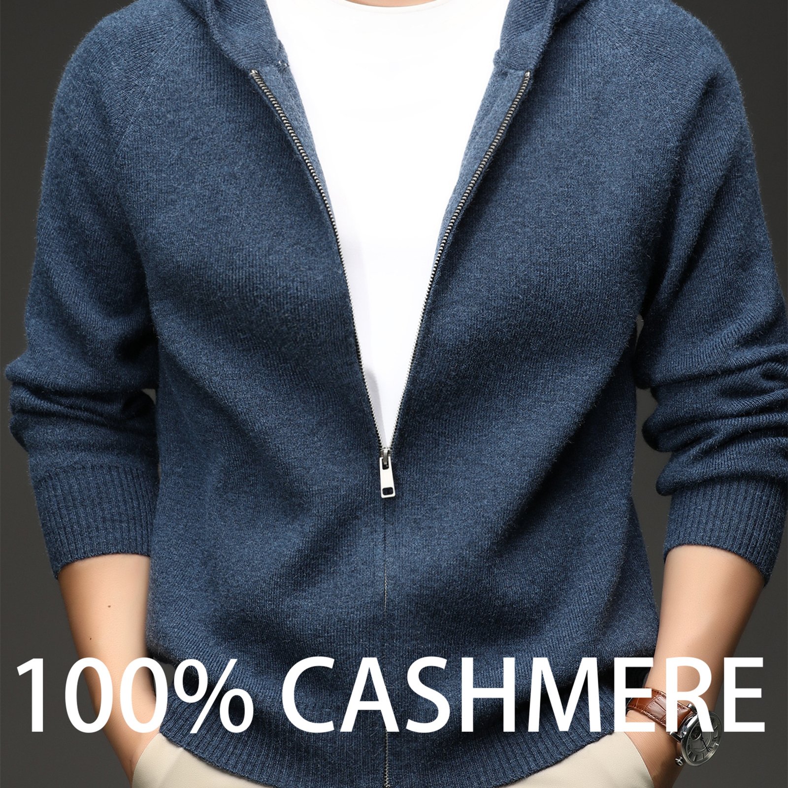 TEMU Zbzp Autumn/winter Knitted 3d Solid Color Hooded Sweater, Basic Knit Cardigan, Men's Fashion Knitwear Long Sleeve Outerwear Hpn