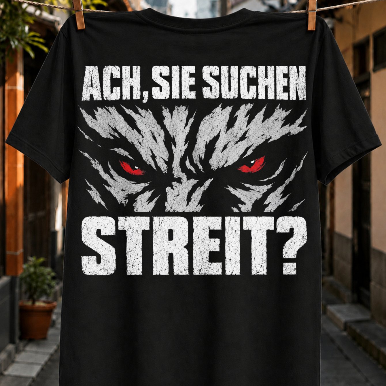 Ach Sie Quote With Wolf Eyes And Distressed In Dark Grunge Style Unisex All T-shirt