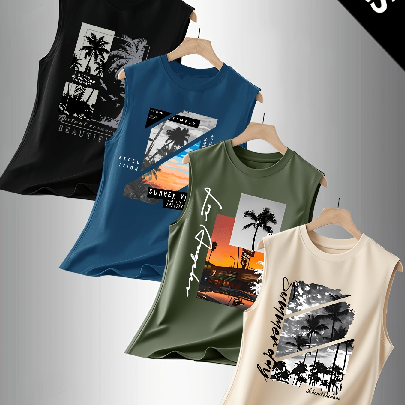TEMU Men's Casual Sport Tank Top 4pcs Set