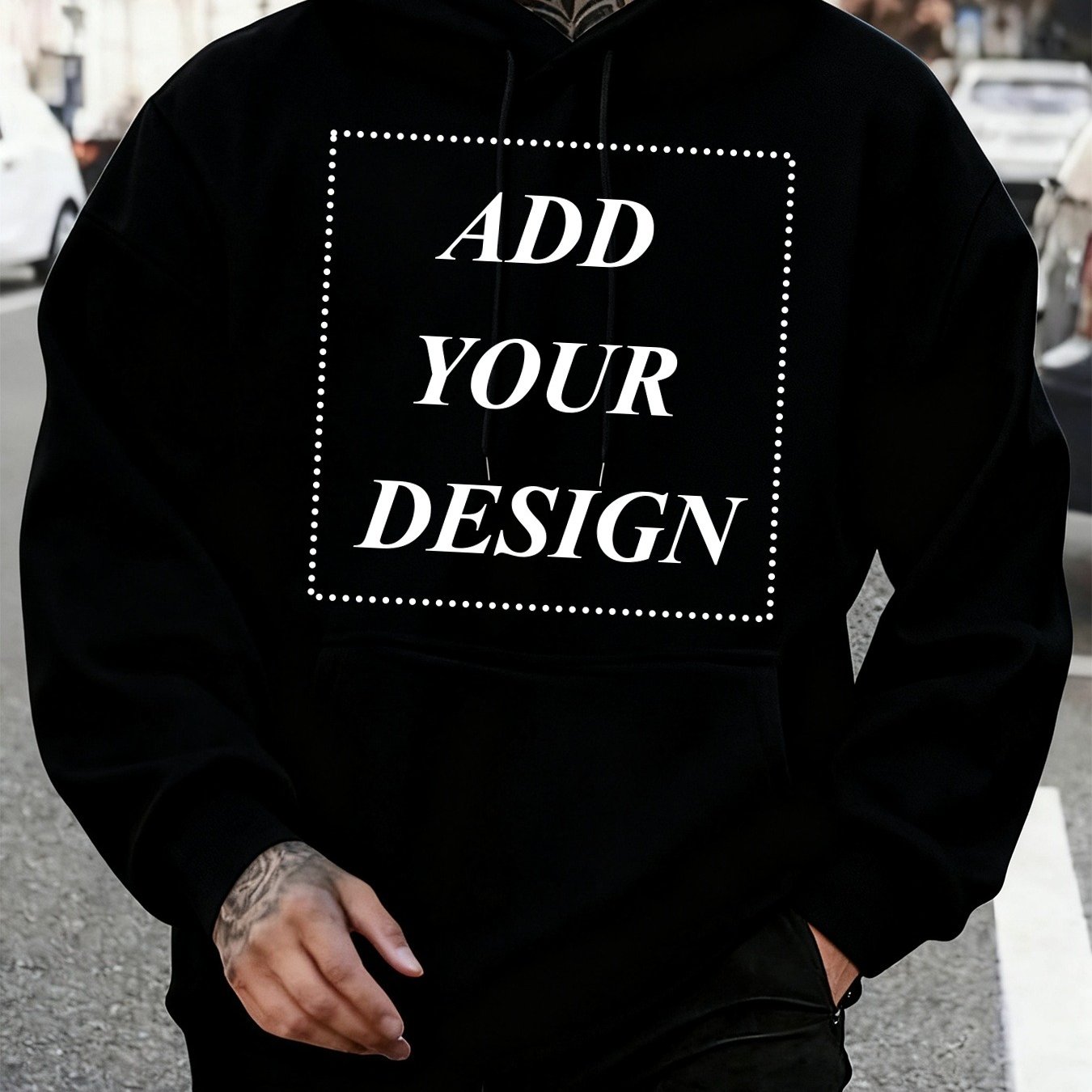 TEMU Men's Name/text/photo Custom Printed Loose Breathable Hoodie For Team Uniforms, Promotions, Fitness And Casual Wear - Machine Washable