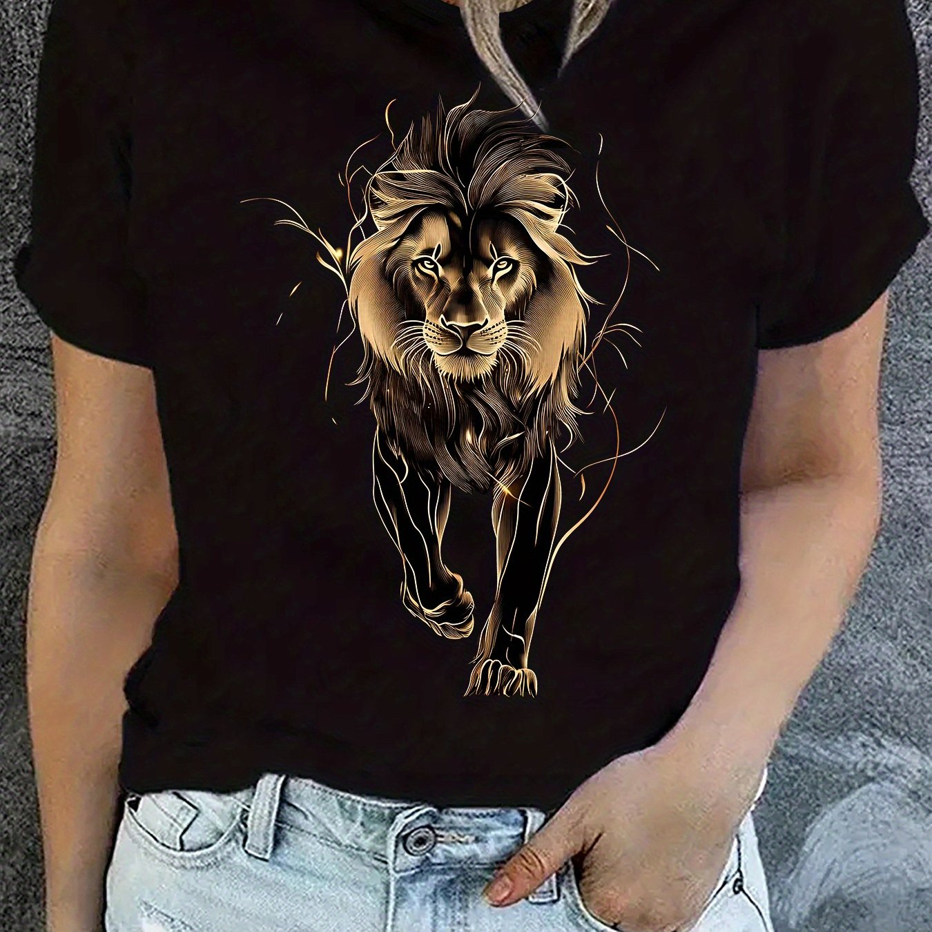 TEMU Print Women Crew Neck T-shirt, Casual Short Sleeve T-shirt For , Women's Clothing