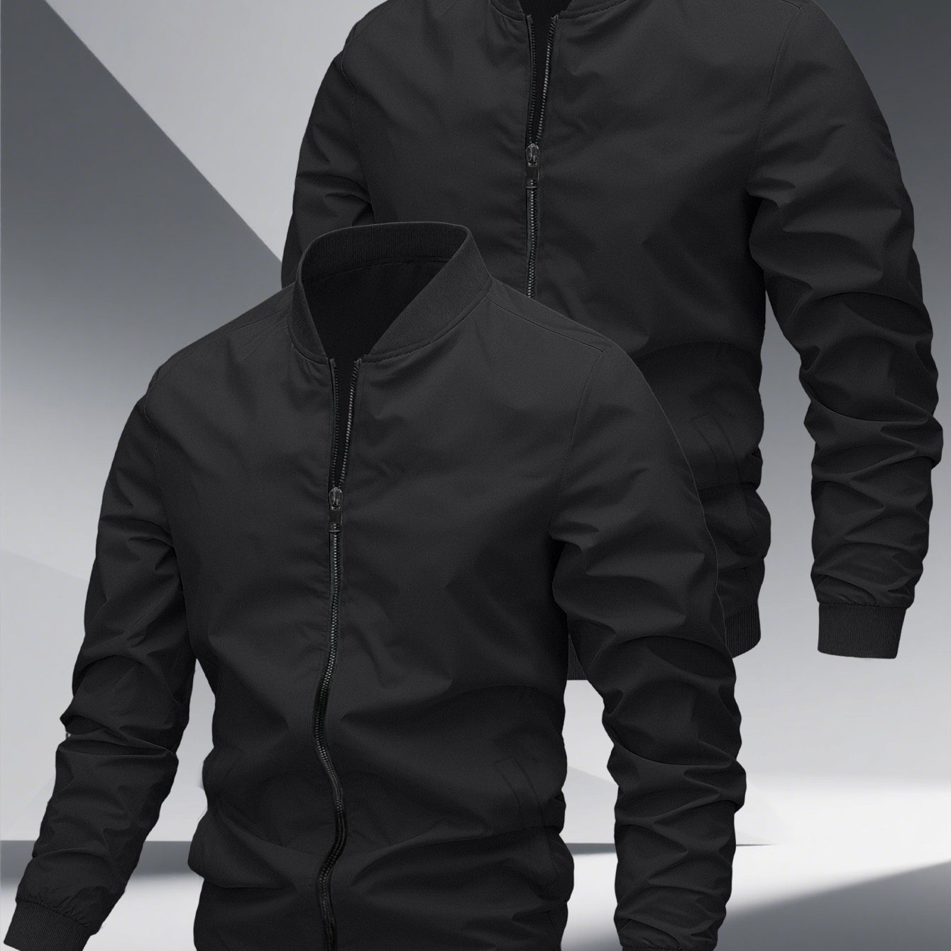 TEMU 2pcs Lightweight Jacket For Men Suitable For Spring And Autumn. Featuring A Stylish Outdoor Casual Design With A Zipper, Perfect For Daily Wear