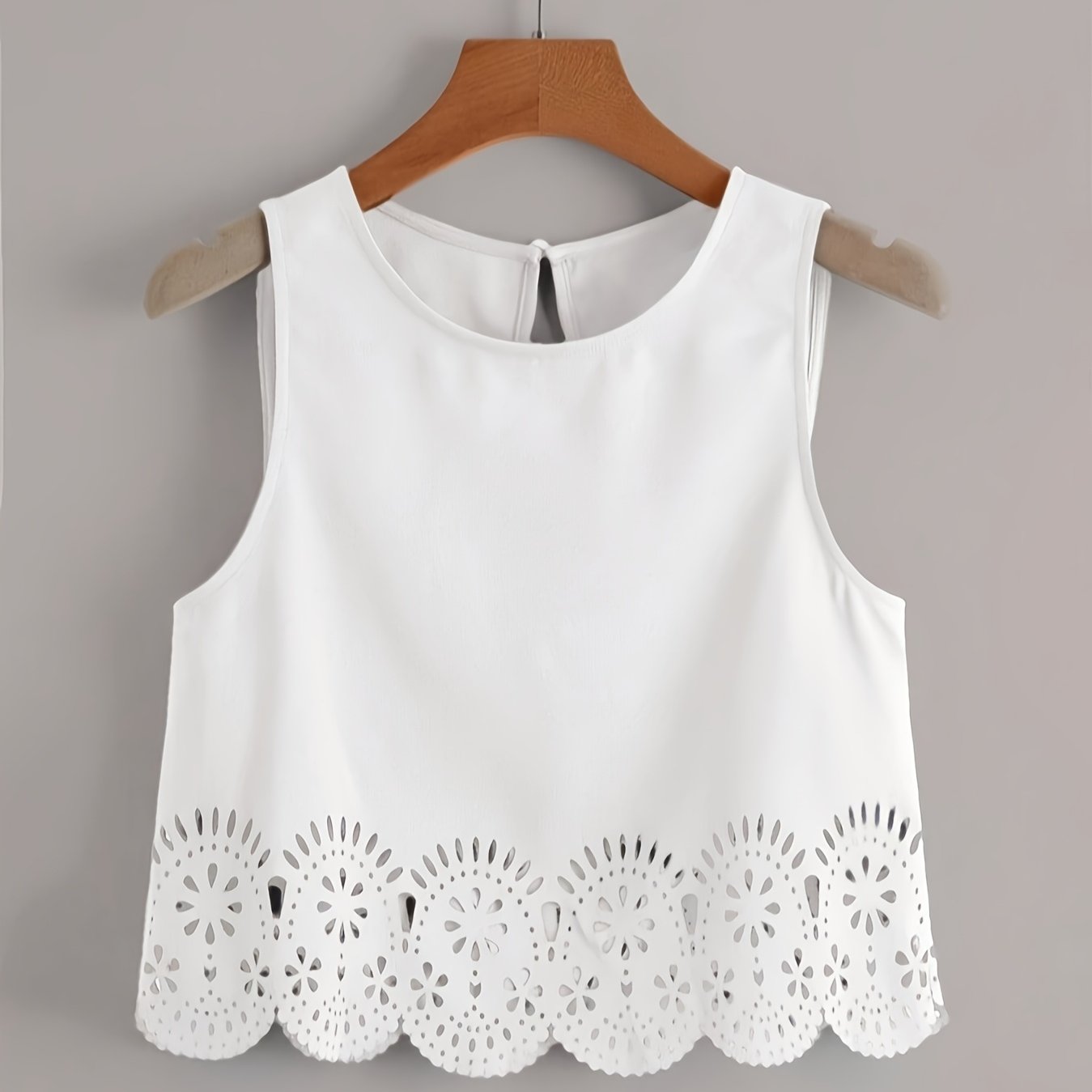 TEMU 99041118 Summer New Women's Vest, Solid Casual All-match Hollow Hem Vest