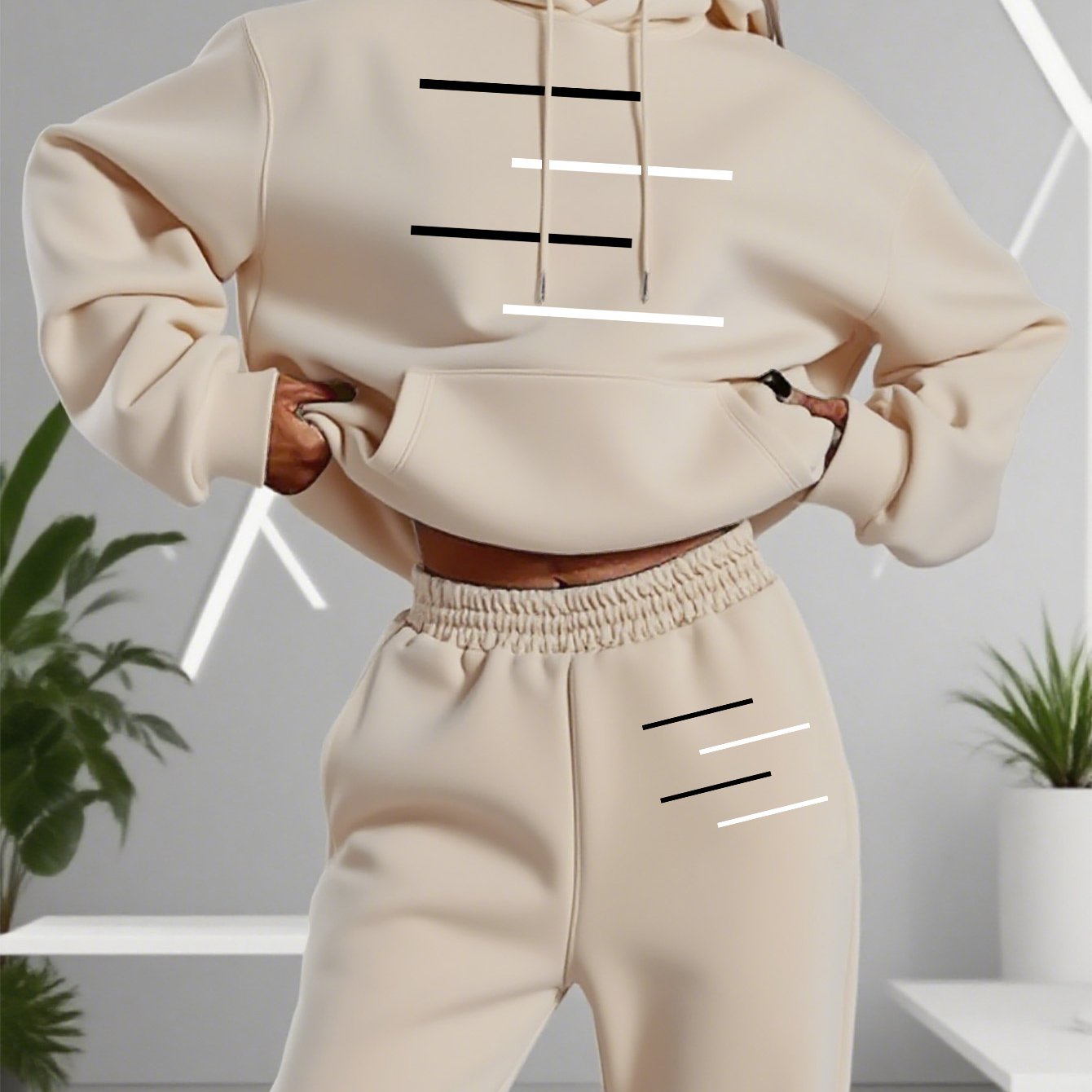TEMU Graphic Print Two-piece Set, Hoodie And Pants, Women's Clothing
