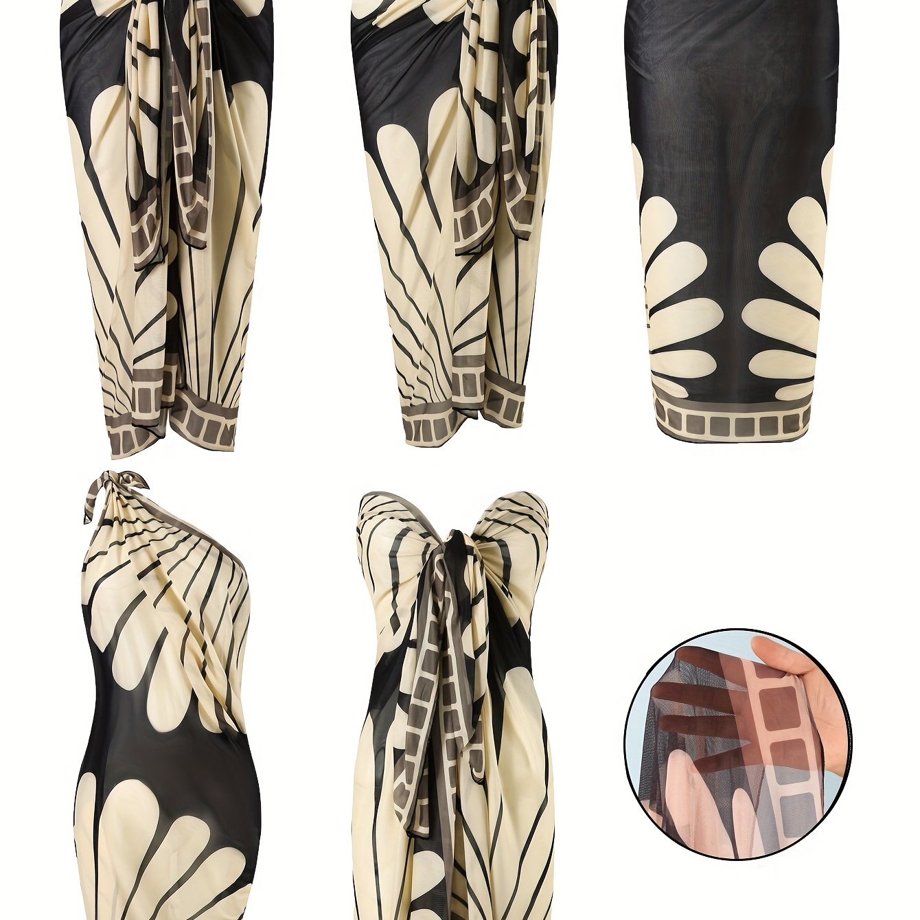 TEMU Multifunctional Summer Beach Vacation Sunscreen Gauze Large Scarf. It Has Ways Of Wearing. Bohemian- Wrap Scarf And Wrap Skirt For Ladies.