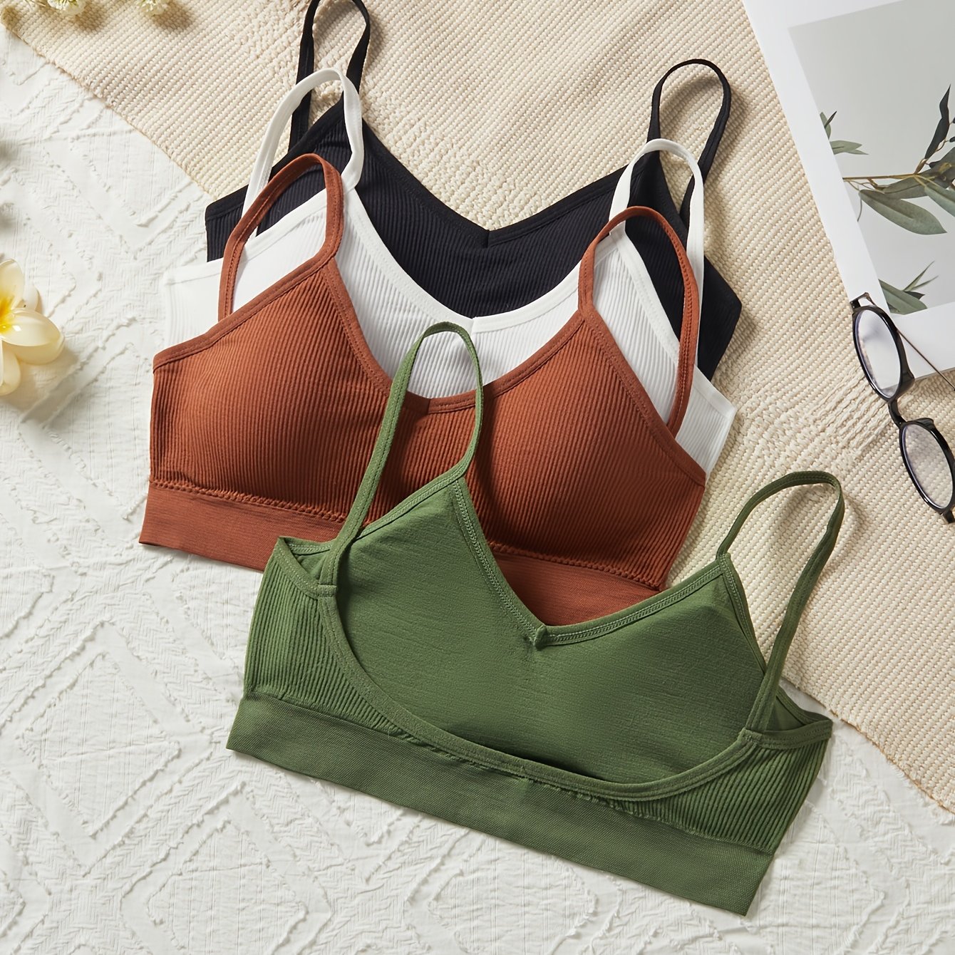 TEMU 4pcs Four-color Comfortable Top Set