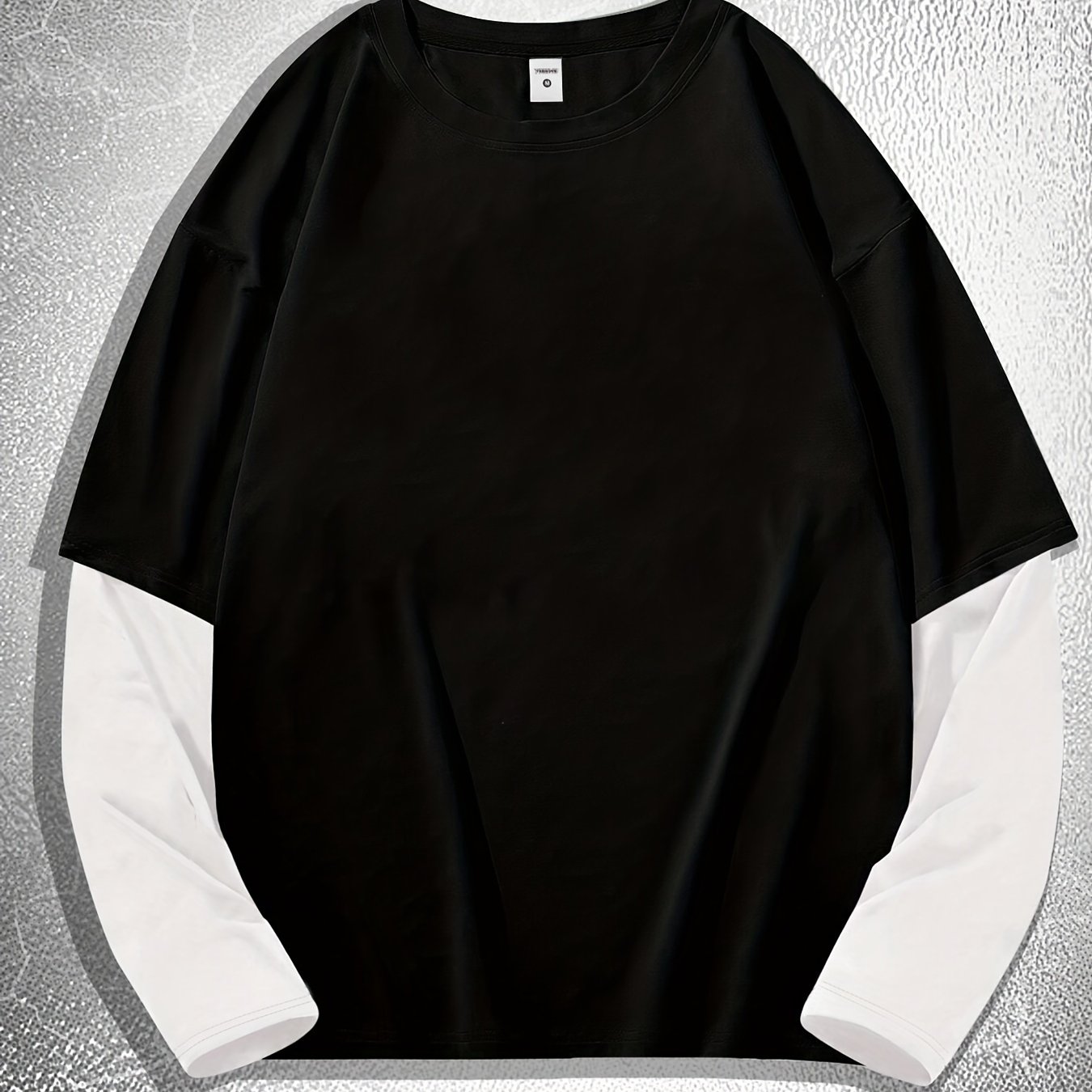 TEMU Men'-piece Like Color Long Sleeve Crew Neck T-shirt, Casual And Chic Comfy Tops For Outdoors Wear