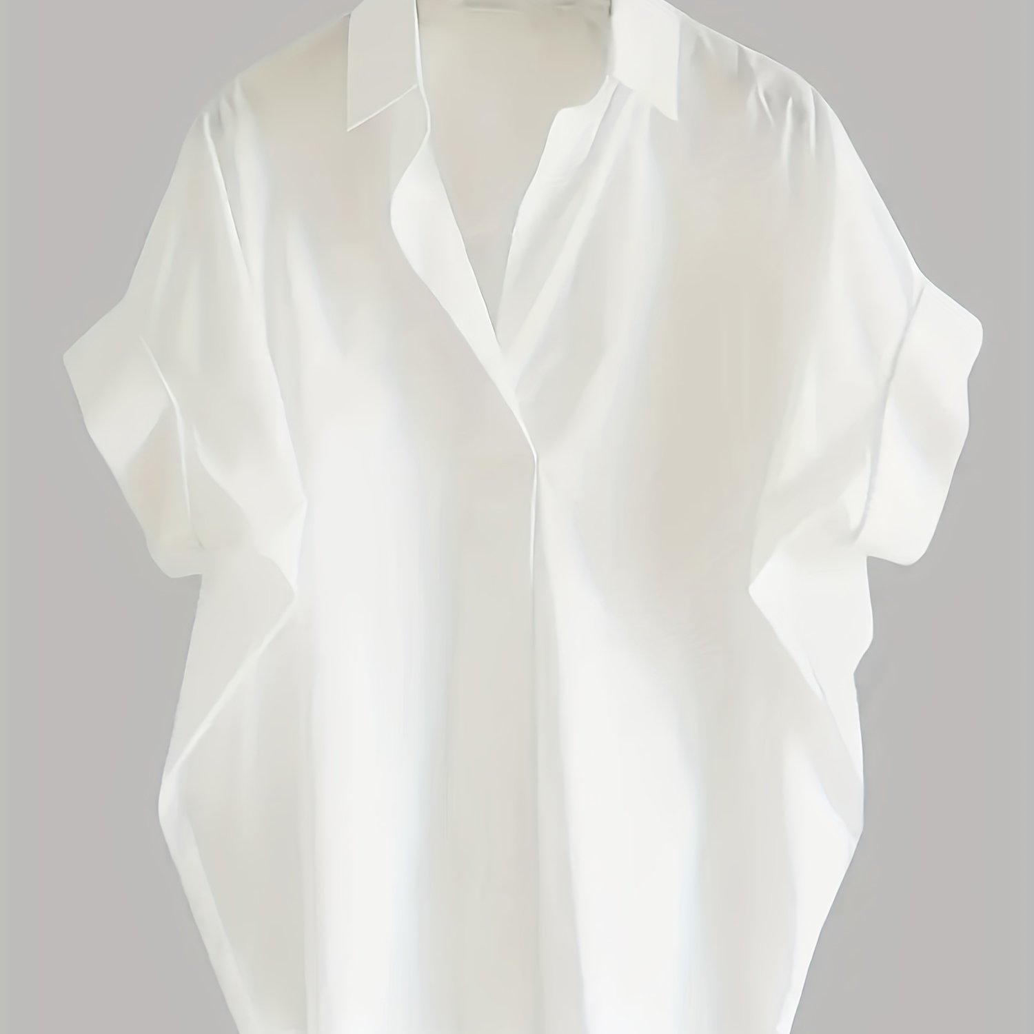 TEMU Pull simple et élégant, T-shirt ample à col en V, Nouvelle blouse d'été à manches courtes pour femme, Haut chic de