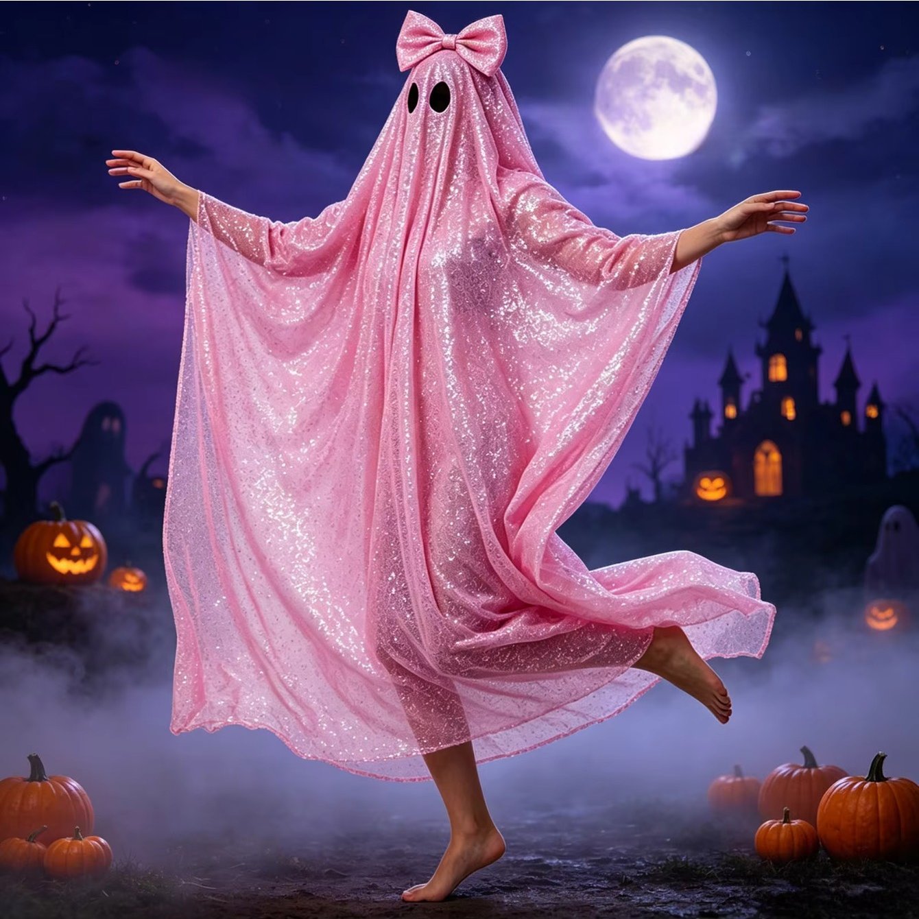 Image of Unisex Cute Cape With Sequin Bow Halloween Cosplay Cloak Dress Up Outfit For Men Women Party Photo Shooting Costume