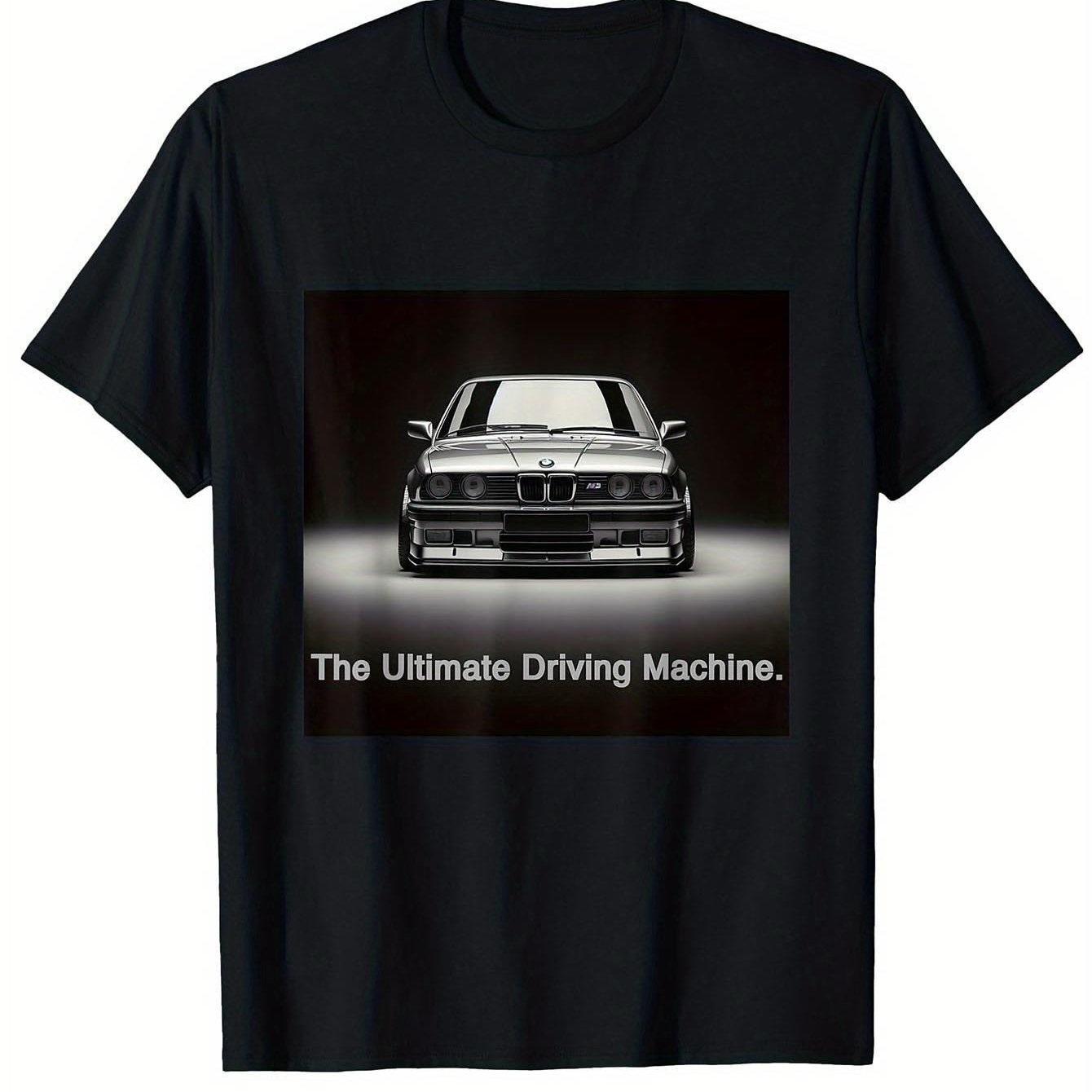 Image of Designs Driven Machine Vintage Euro E30 T-shirt - Black, Small Size, Unisex, Short Sleeve, Car Theme, Driving, Classic Casual Wear Comfortable Soft