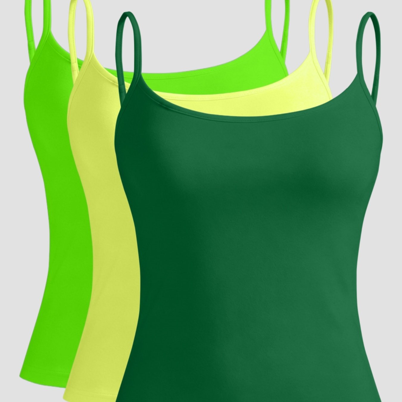 TEMU Classic Spring Summer Fall Women's Cami, Fiber Fabric Camisole Vest 3pcs Set