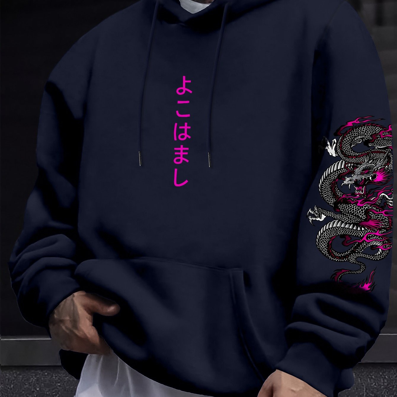 TEMU Men's Japanese Vintage Fashion Hooded Sweatshirt For Spring And Autumn