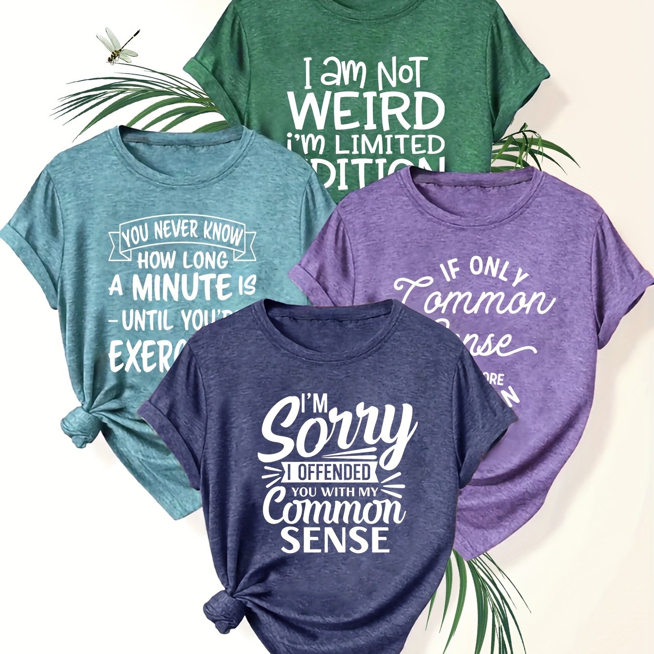 TEMU 4pcs Letter Print Women's Sporty Casual Vintage Style T-shirt Set, Spring/summer Short Sleeve Women's Clothing