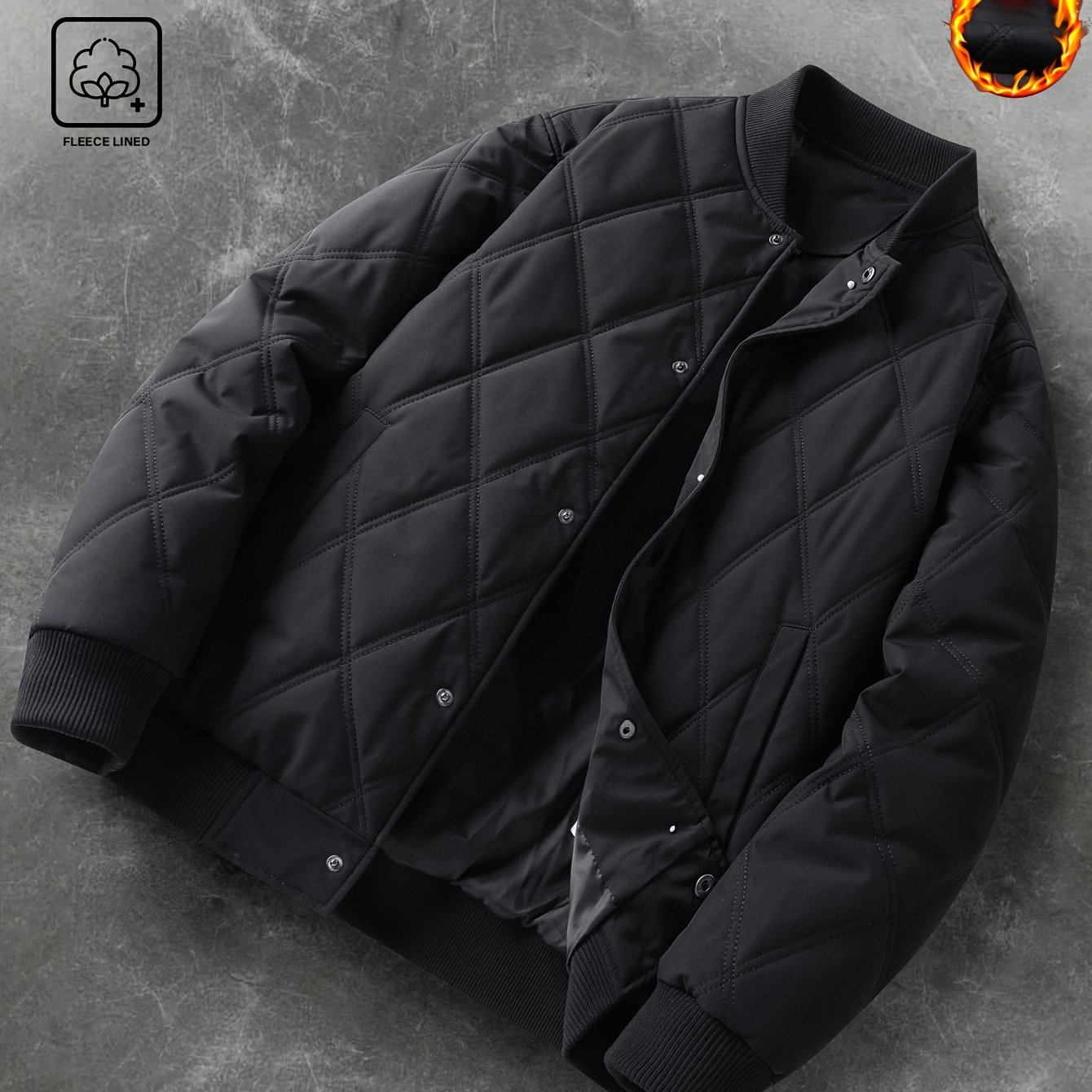 TEMU Spring And Autumn Men's Jacket Jacket With Clip Thick Jacket Casual Jacket Baseball Jacket Youth Jacket Warm Jacket Men's Quilted Jacket