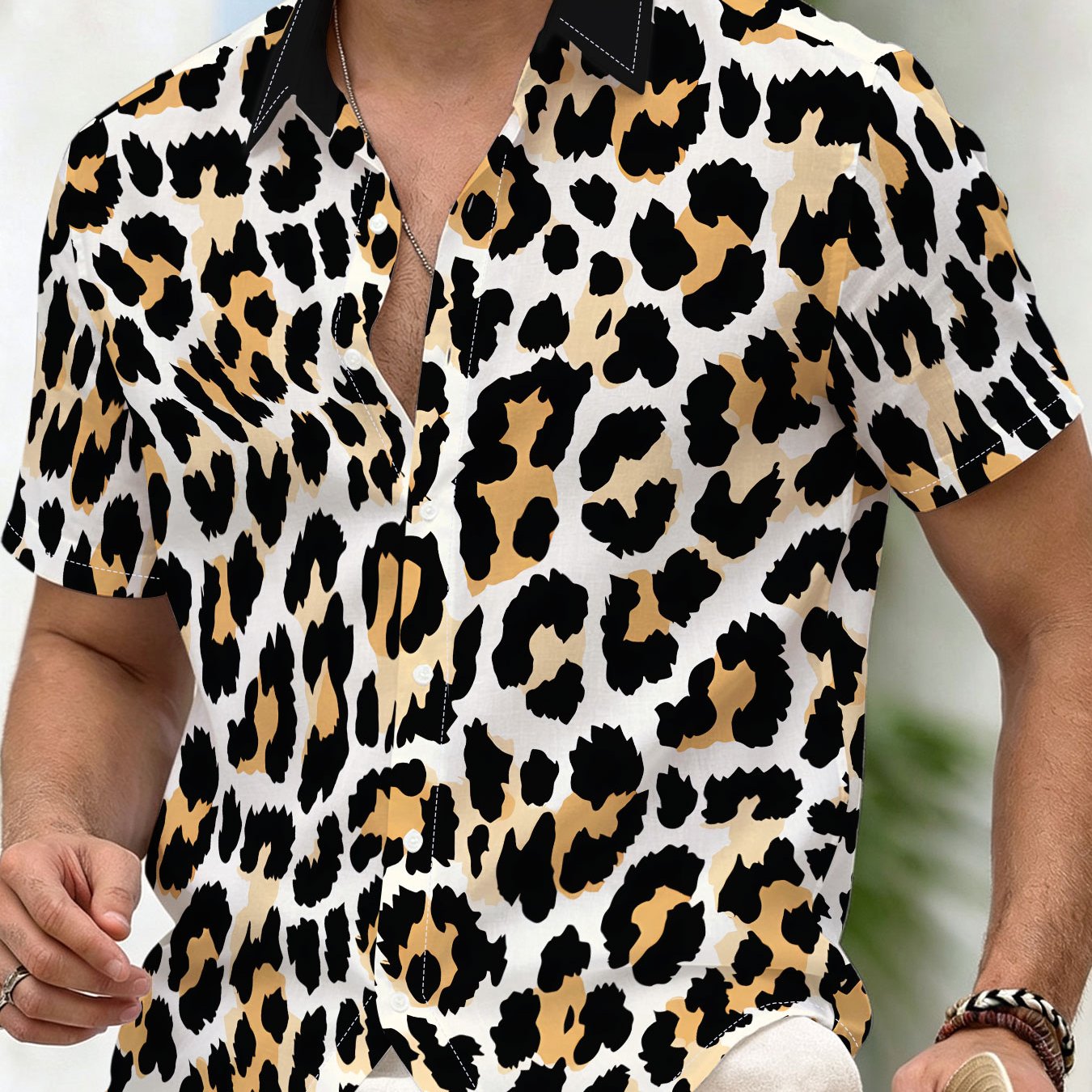 TEMU Hawaiian-style Button-up Short-sleeve Shirt, Vacation-style Shirt, Dress Shirt With Fashionable Printed Print Pattern, Comfortable Top Suitable