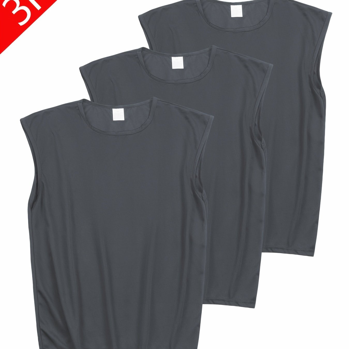TEMU 3pcs, Men's Plus-size Vests, Sizes 0xl-8xl, Breathable Sleeveless Casual Sports Vests For Summer, Breathable And Sweat-wicking, Suitable For ,