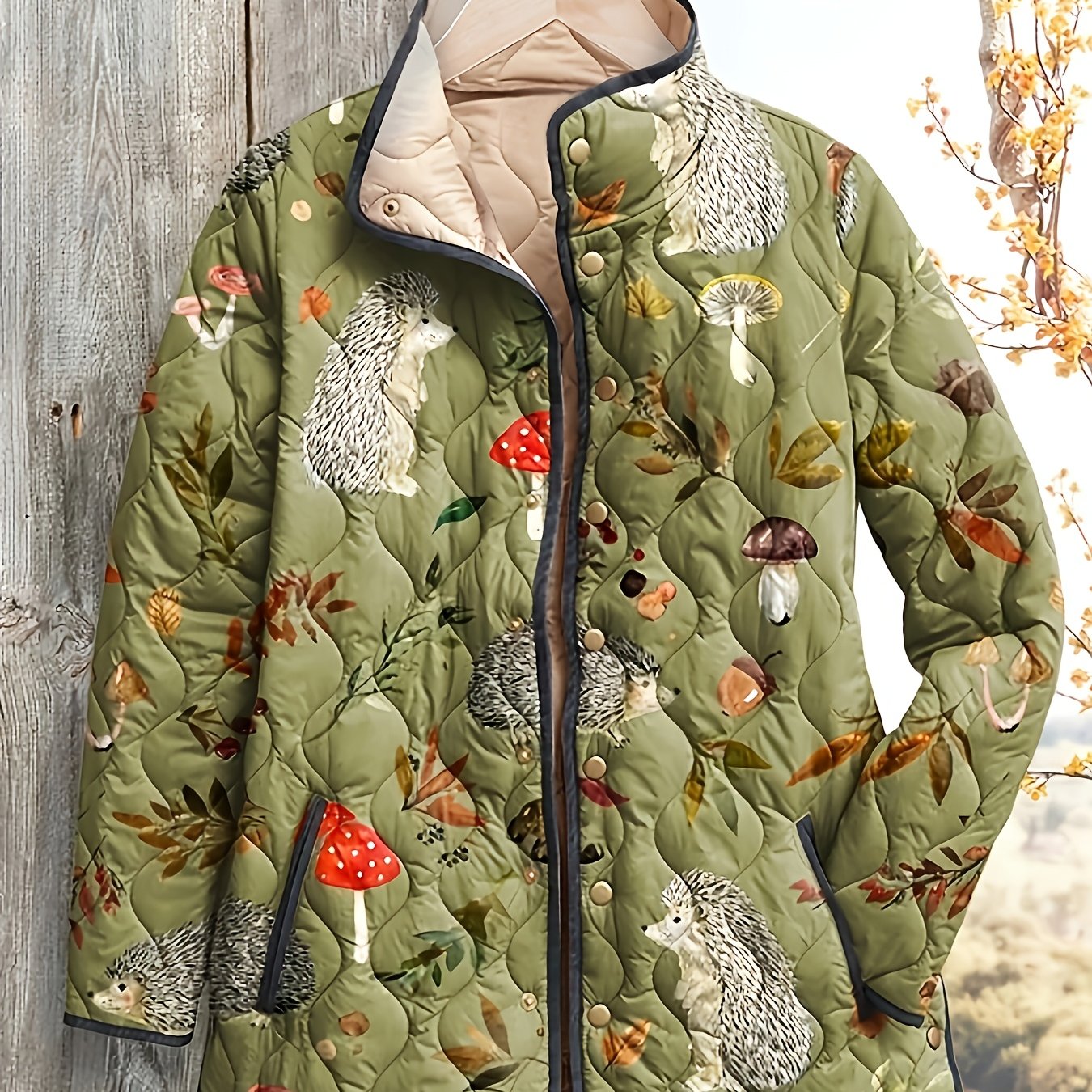 TEMU Women's Printed Winter Floral Collar Quilted Puffer Parka Coat, Outerwear Padded Coat