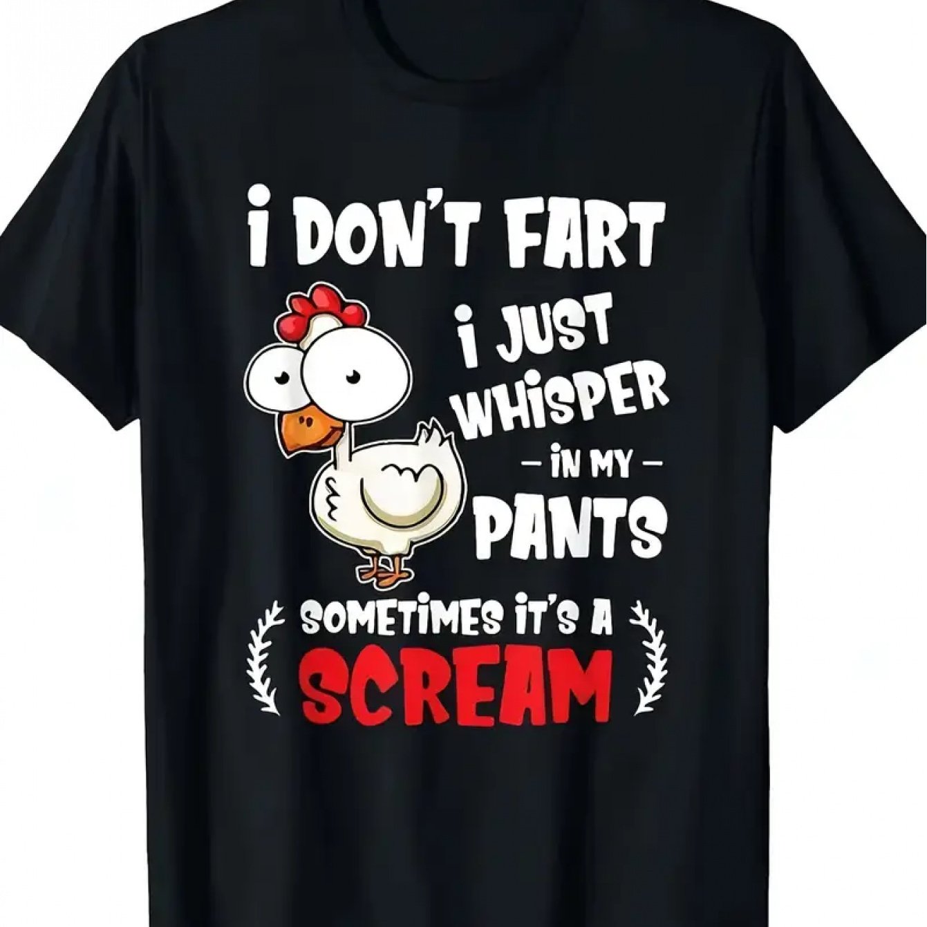 TEMU T-Shirt Drôle pour Amoureux des Poulets - "Je ne pète pas, je dans mon pantalon" - Tee-shirt Humoristique avec Graphique de Coq - T-Shirt
