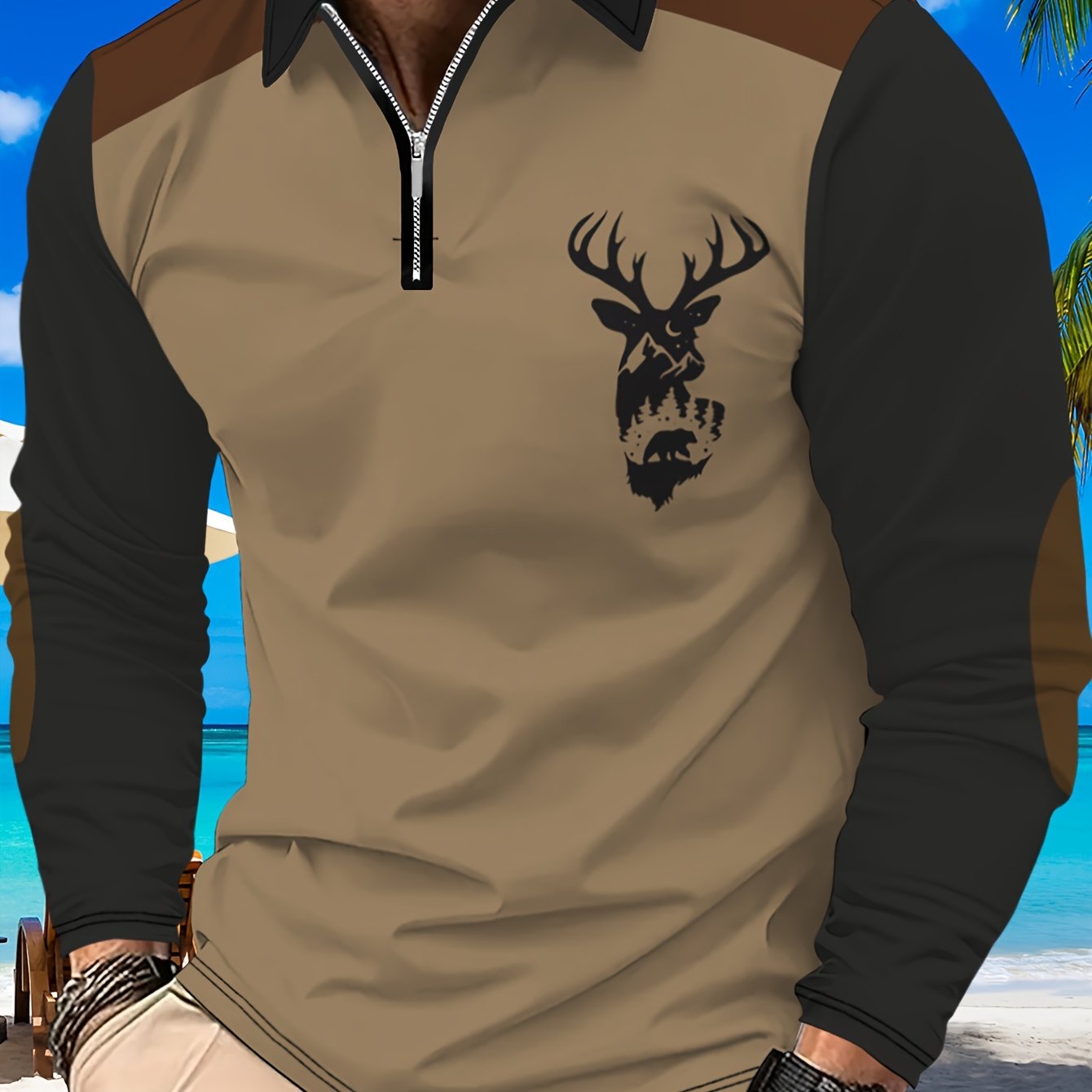 TEMU Men's Fashionable Casual Shirt, Printed Long-sleeved Shirt, Casual Outdoor Sports Men's Tops
