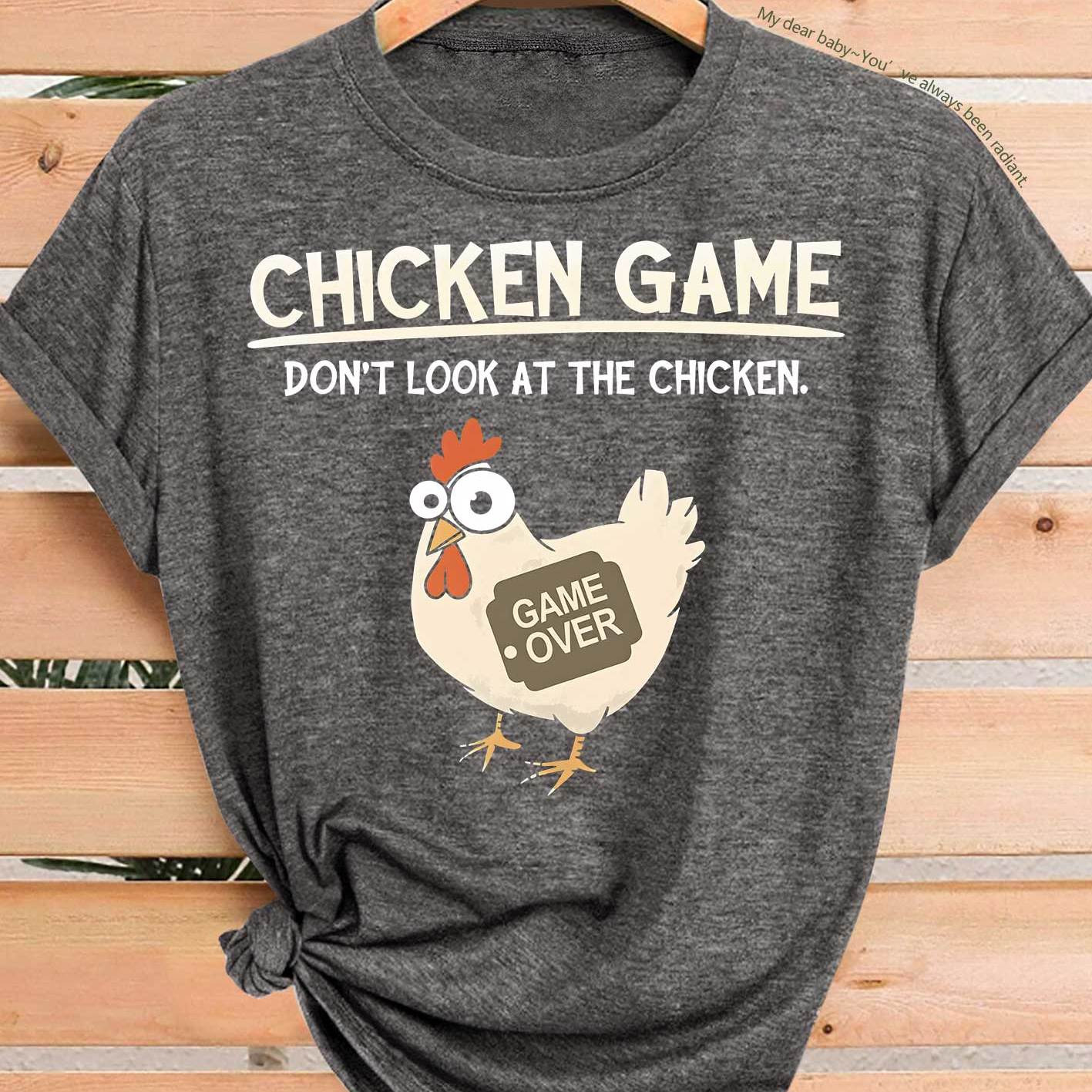 TEMU Women's Summer Top, Fun Chick Chicken Game Print, Spring Summer Fall Elegant Retro Style Loose Fit Versatile Casual Athletic Soft Comfortable