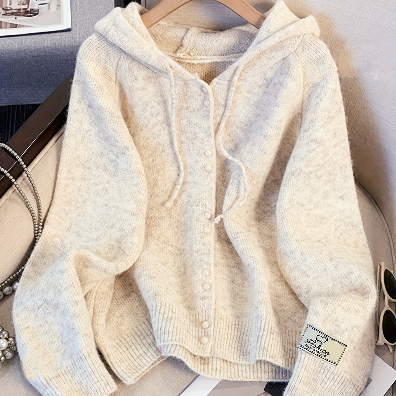 TEMU New Autumn And Easy Hooded Drawstring Cardigan From Europe And America