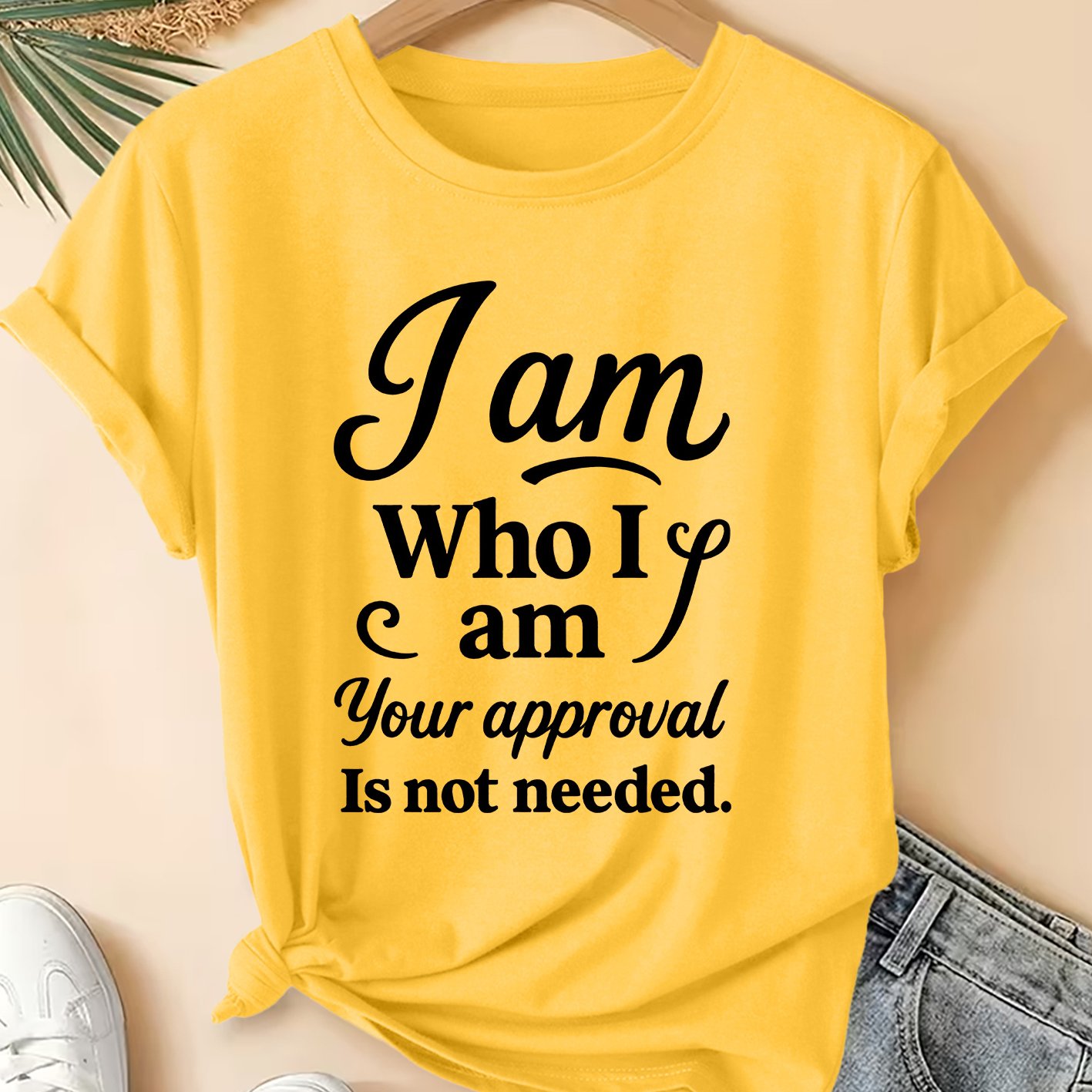 TEMU Women's Summer Clothing Your Approval Is Not Needed Printed Round Neck Short Sleeve Plus Size Friendly Women's T-shirt Fashion Vacation Daily