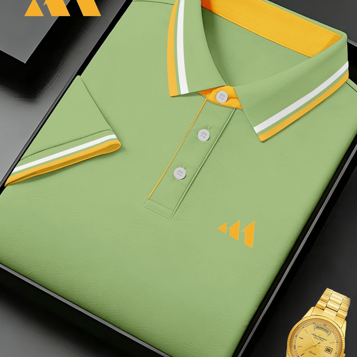 TEMU Men's Golden Geometric Pattern Shirt | High-quality, Comfortable And Durable, Ideal For Business Casual And Office Wear, Breathable And
